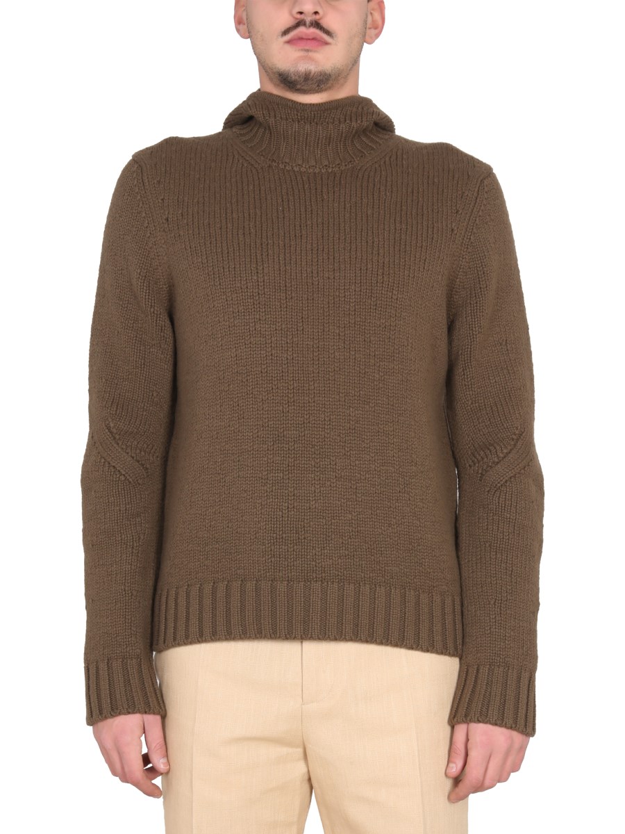 BOTTEGA VENETA MAGLIA TESTURIZZATA CON CAPPUCCIO IN LANA E CASHMERE