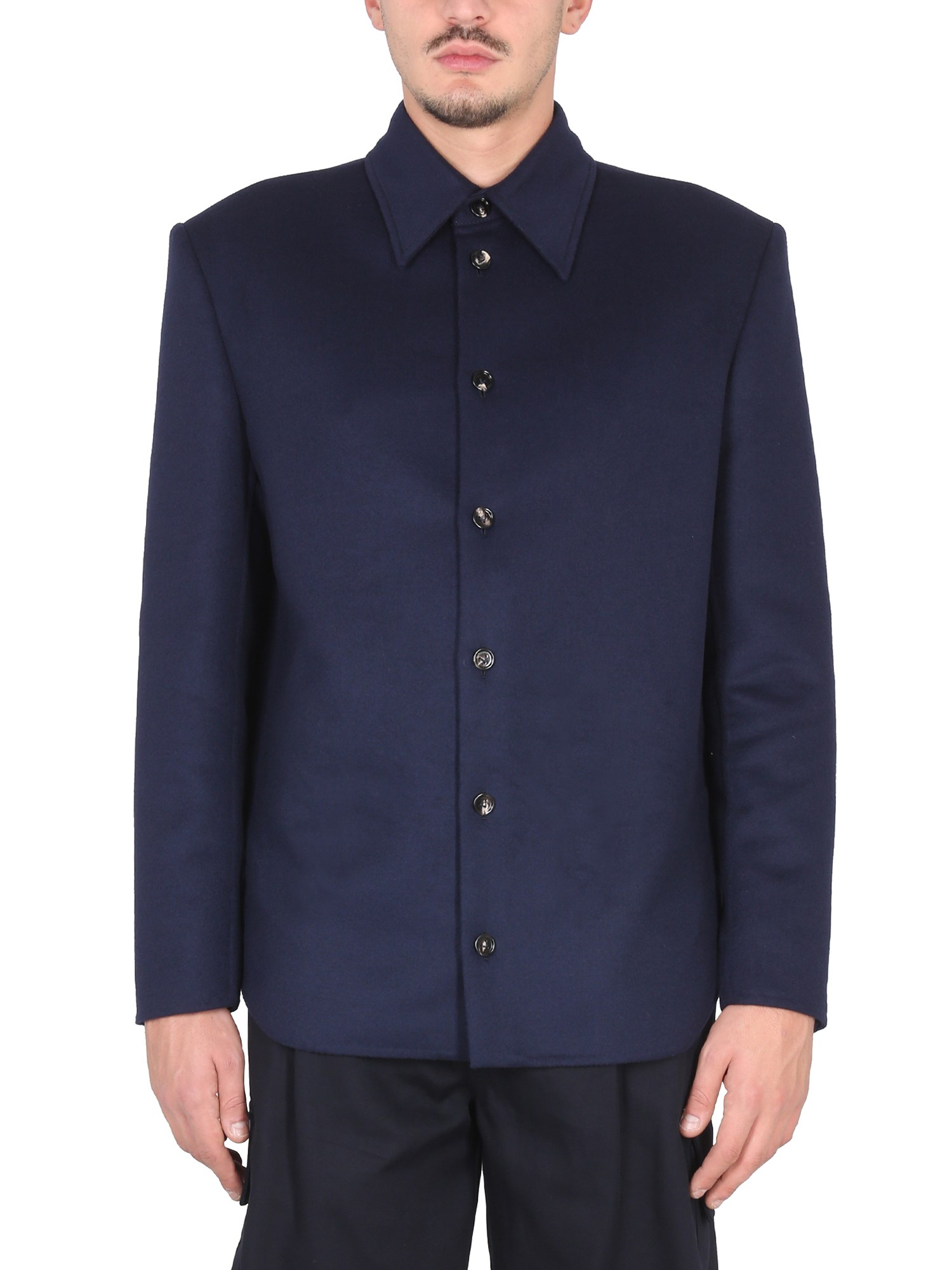 Bottega Veneta Wool Flannel Jacket In Blue