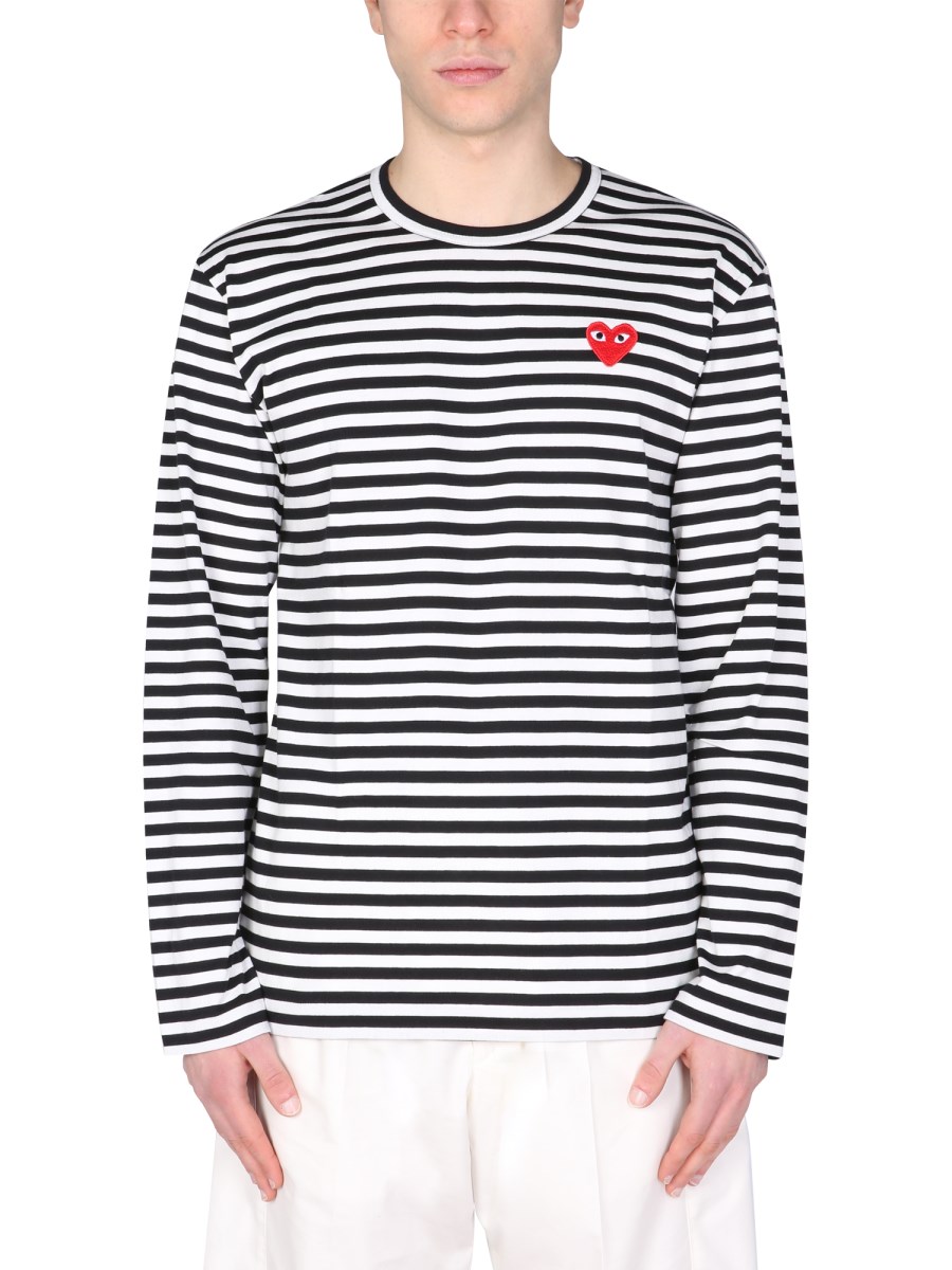 COMME DES GARCONS PLAY COTTON JERSEY T SHIRT WITH STRIPED