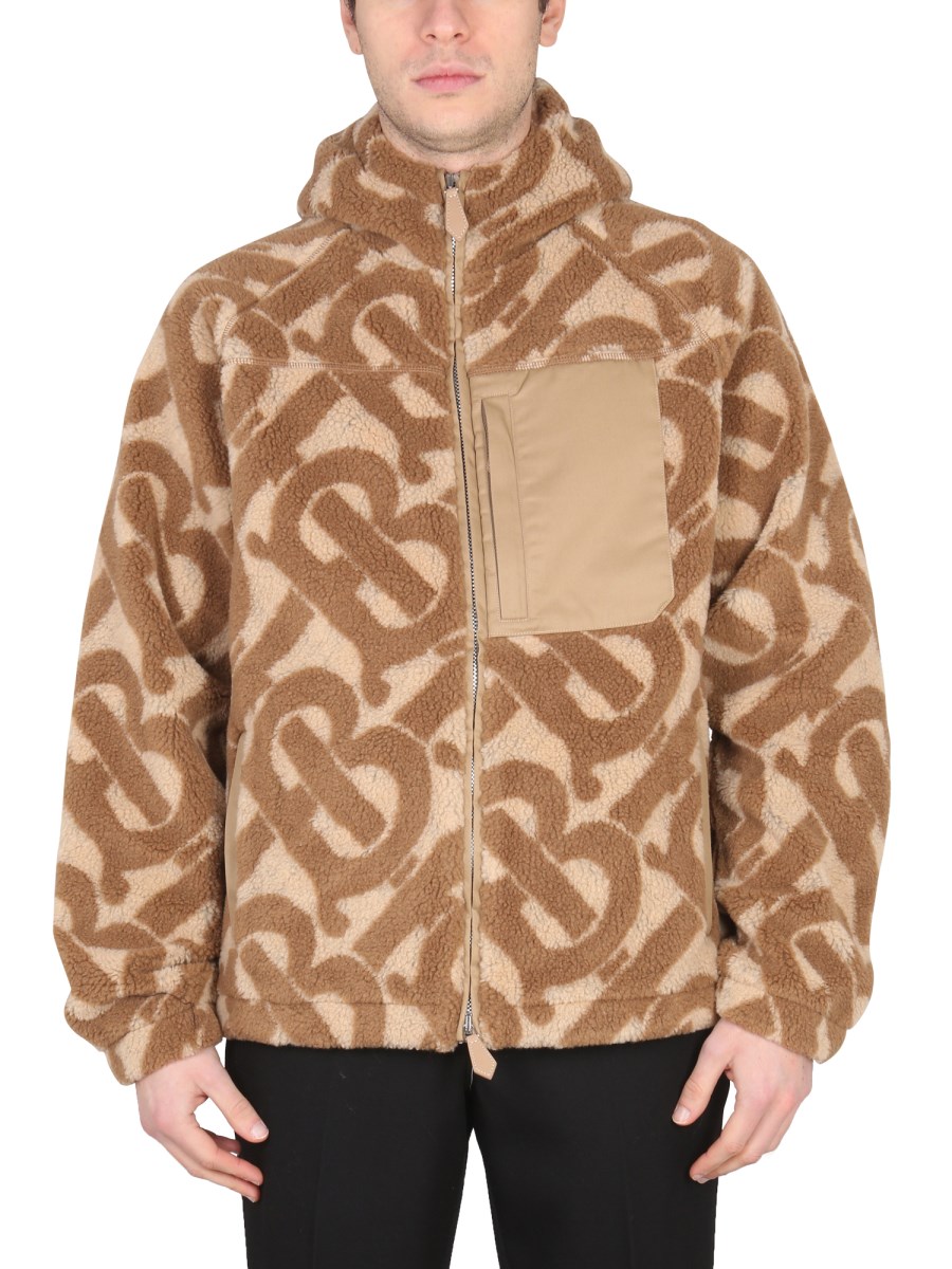 Burberry Monogram Jacquard Fleece Jacket in Brown for Men