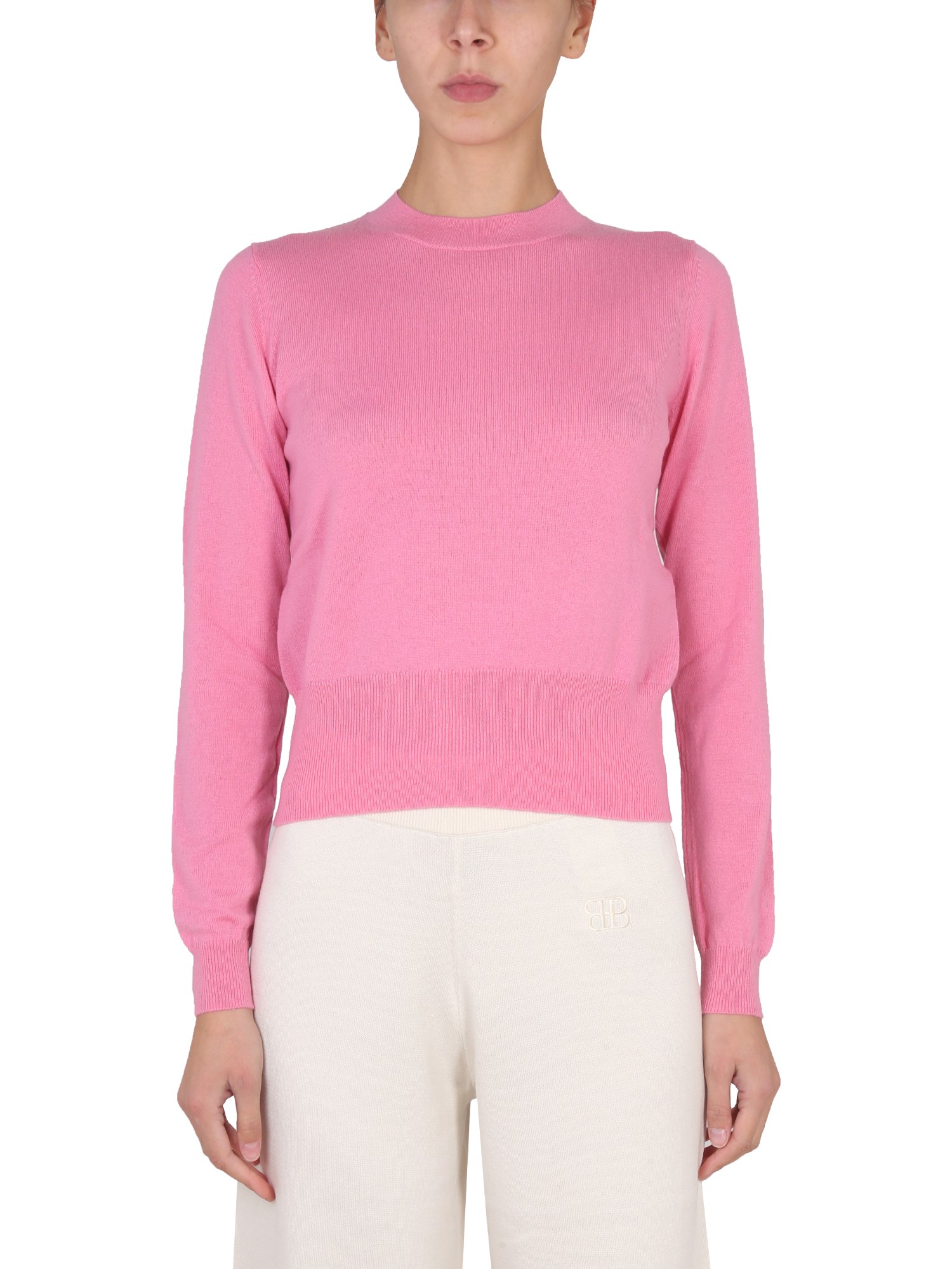 Ballantyne Soft Texture Cashmere Cross-neck Sweater In Pink
