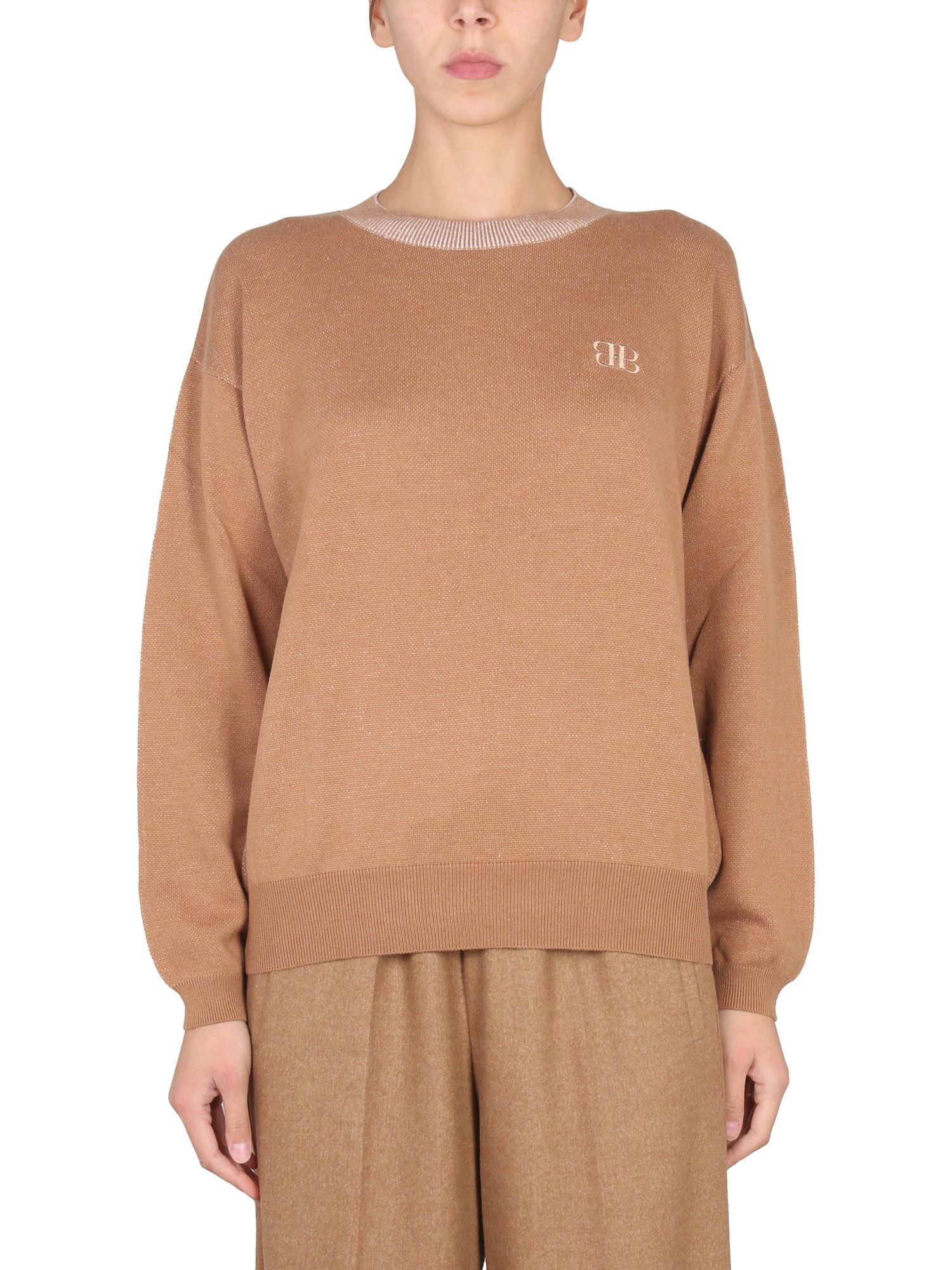 Ballantyne Embroidered Logo Knitwear Shirt In Beige