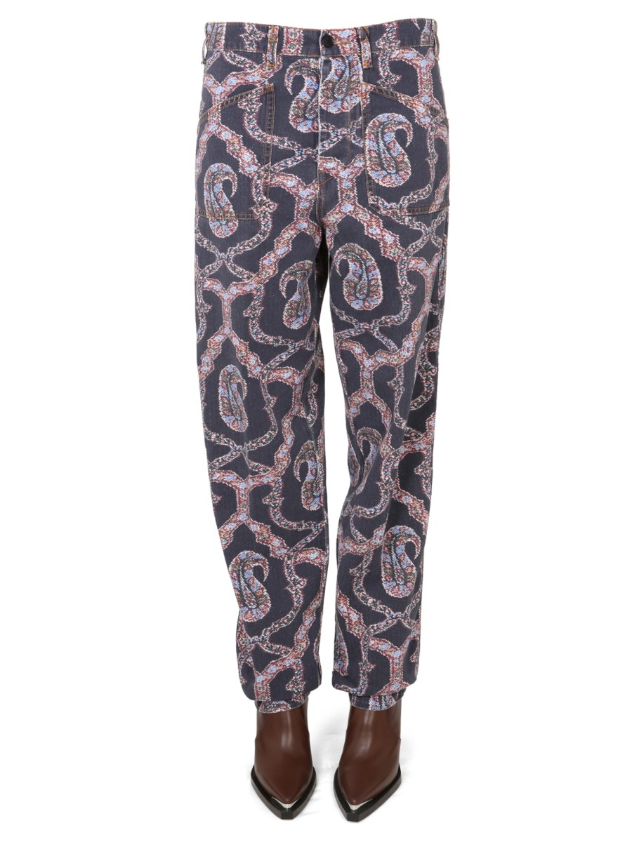 PANTALONI IN DENIM PAISLEY