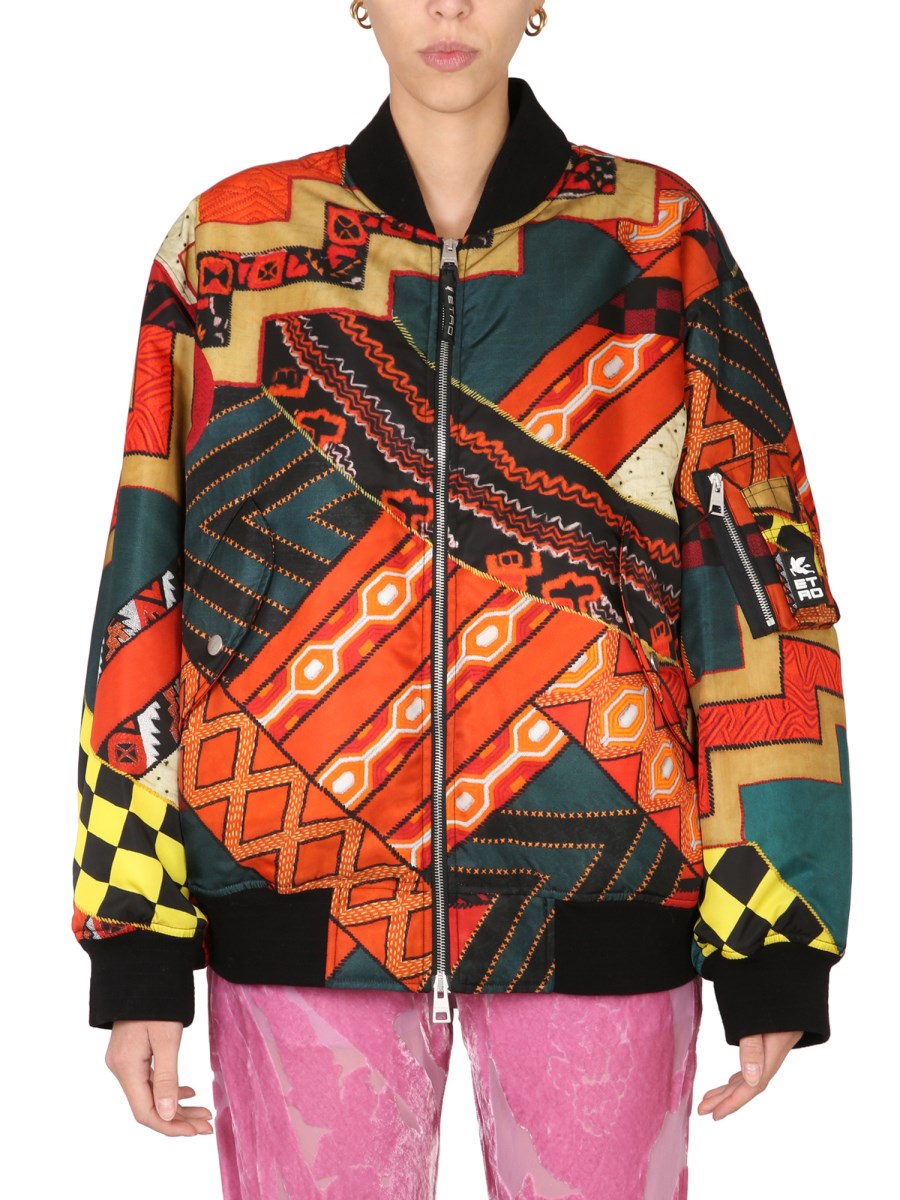 ETRO BOMBER PATCHWORK CON MOTIVI GEOMETRICI REVERSIBILE