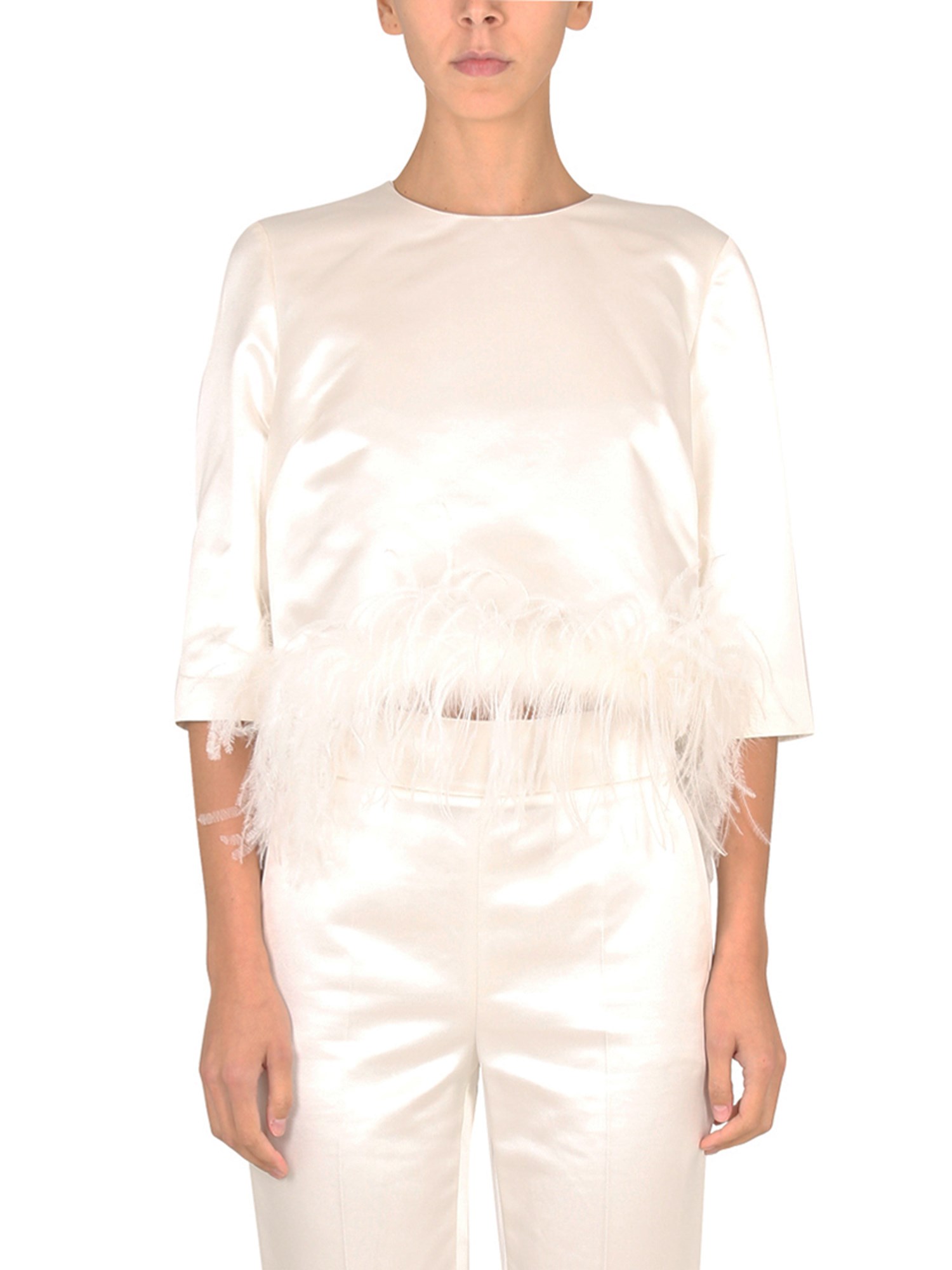max mara blouse with feathers