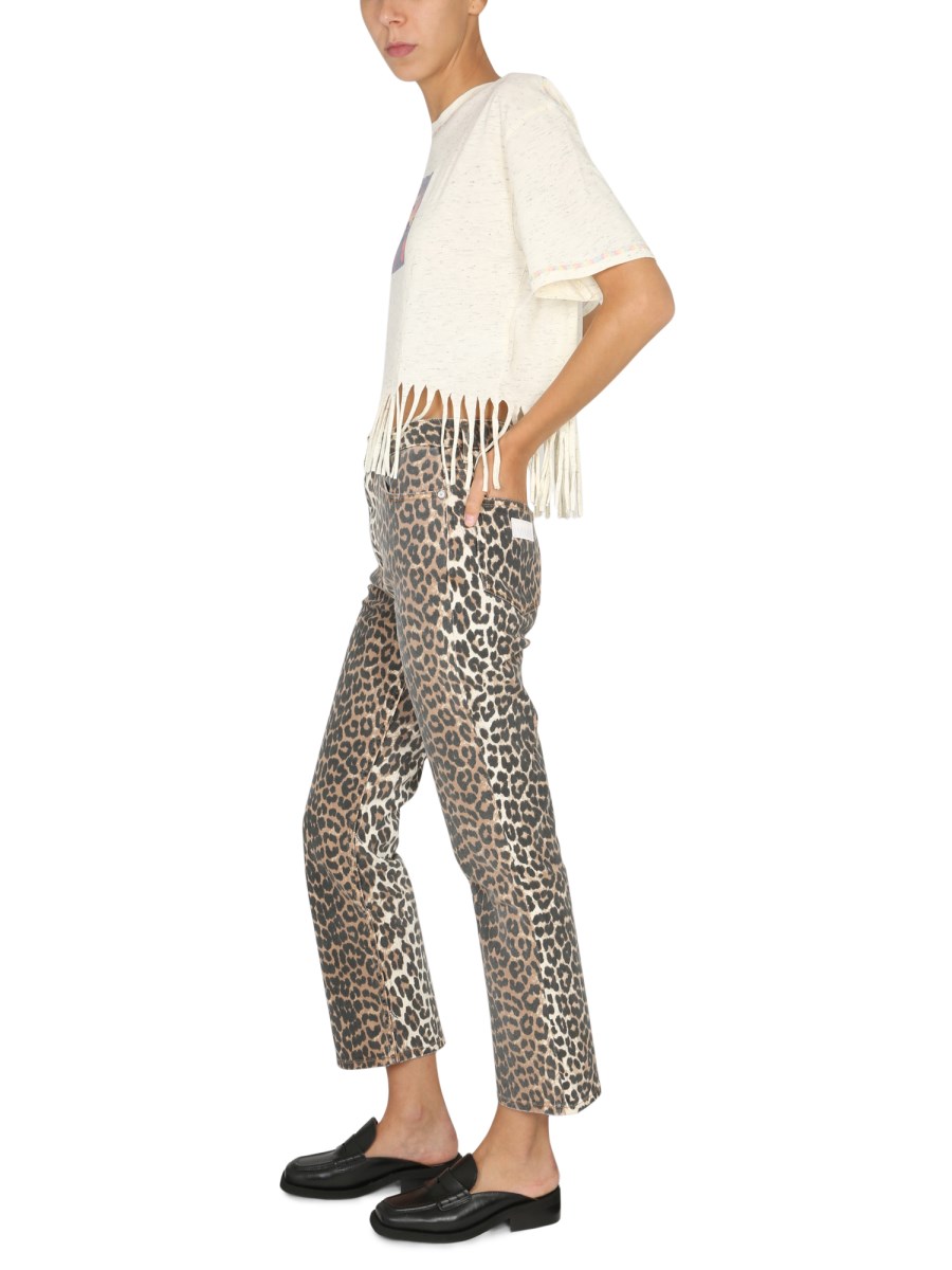 GANNI - COTTON BLEND ANIMALIER JEANS - Eleonora Bonucci