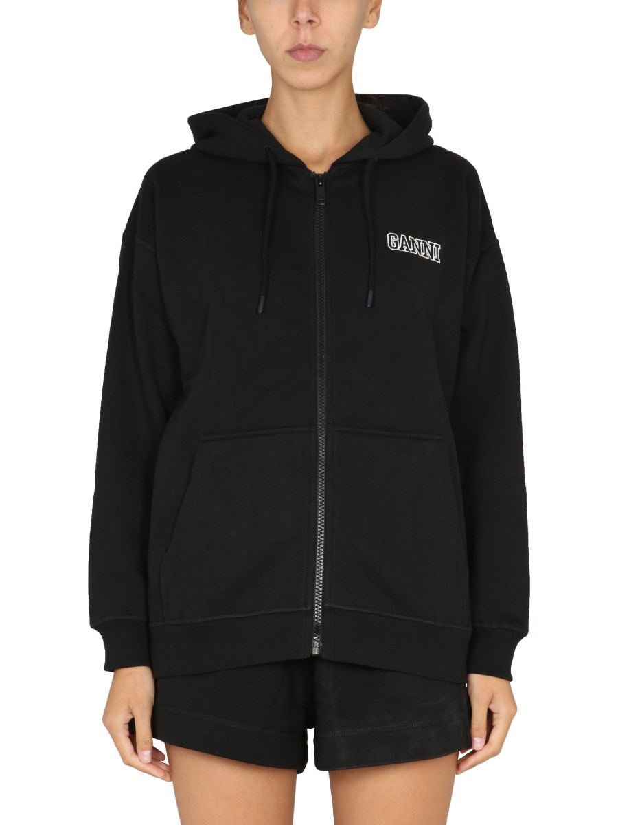 GANNI COTTON BLEND HOODIE WITH PRINTED LOGO Eleonora Bonucci