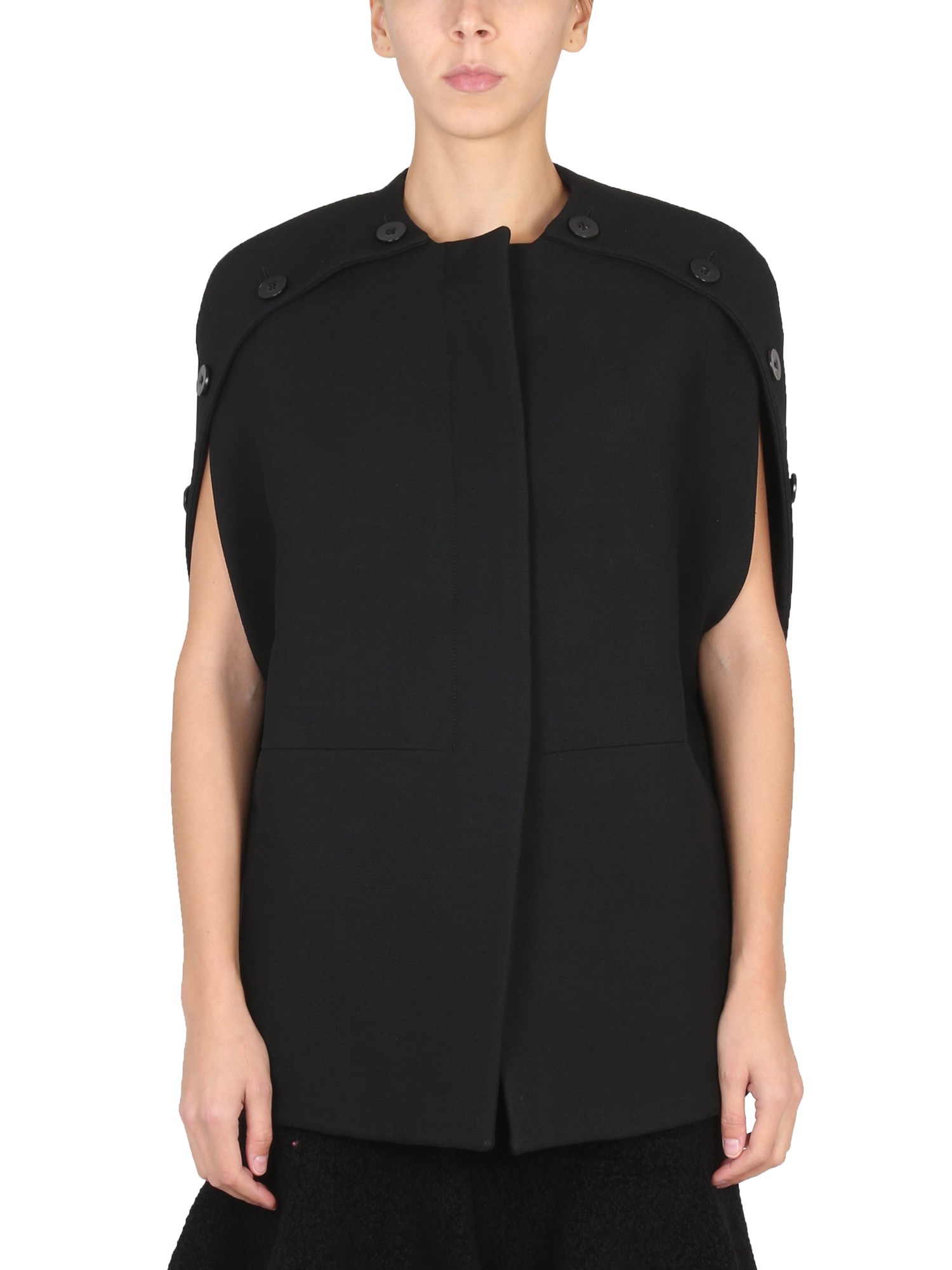 Shop Jil Sander Vegine Wool Cape In Black