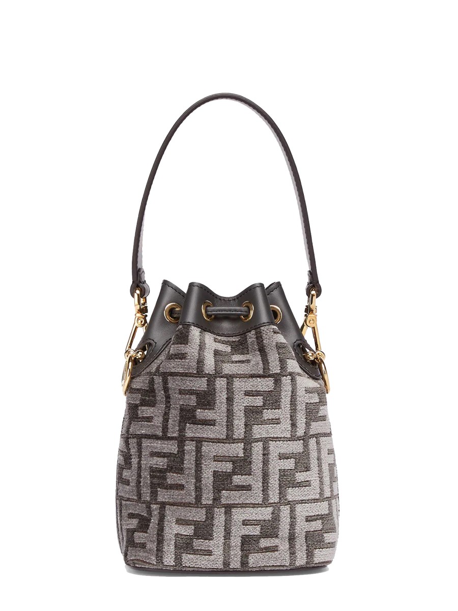 Fendi Mon Tresor Bucket Bag In FF Motif Calf Leather Black