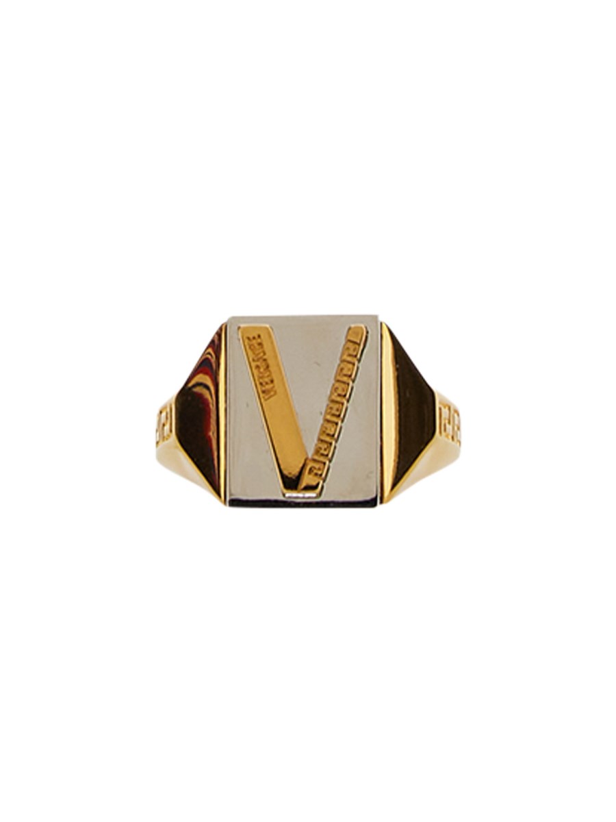 Versace, Anello Portachiavi In Metallo Con Logo