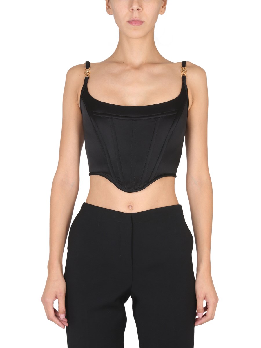 Versace Medusa Corset Enver Satin Crop Top