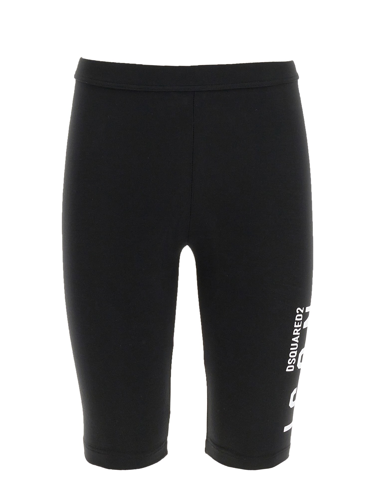 Dsquared2 D-squared2 Woman's Black Stretch Cotton  Cycling Shorts With Logo Print In Black