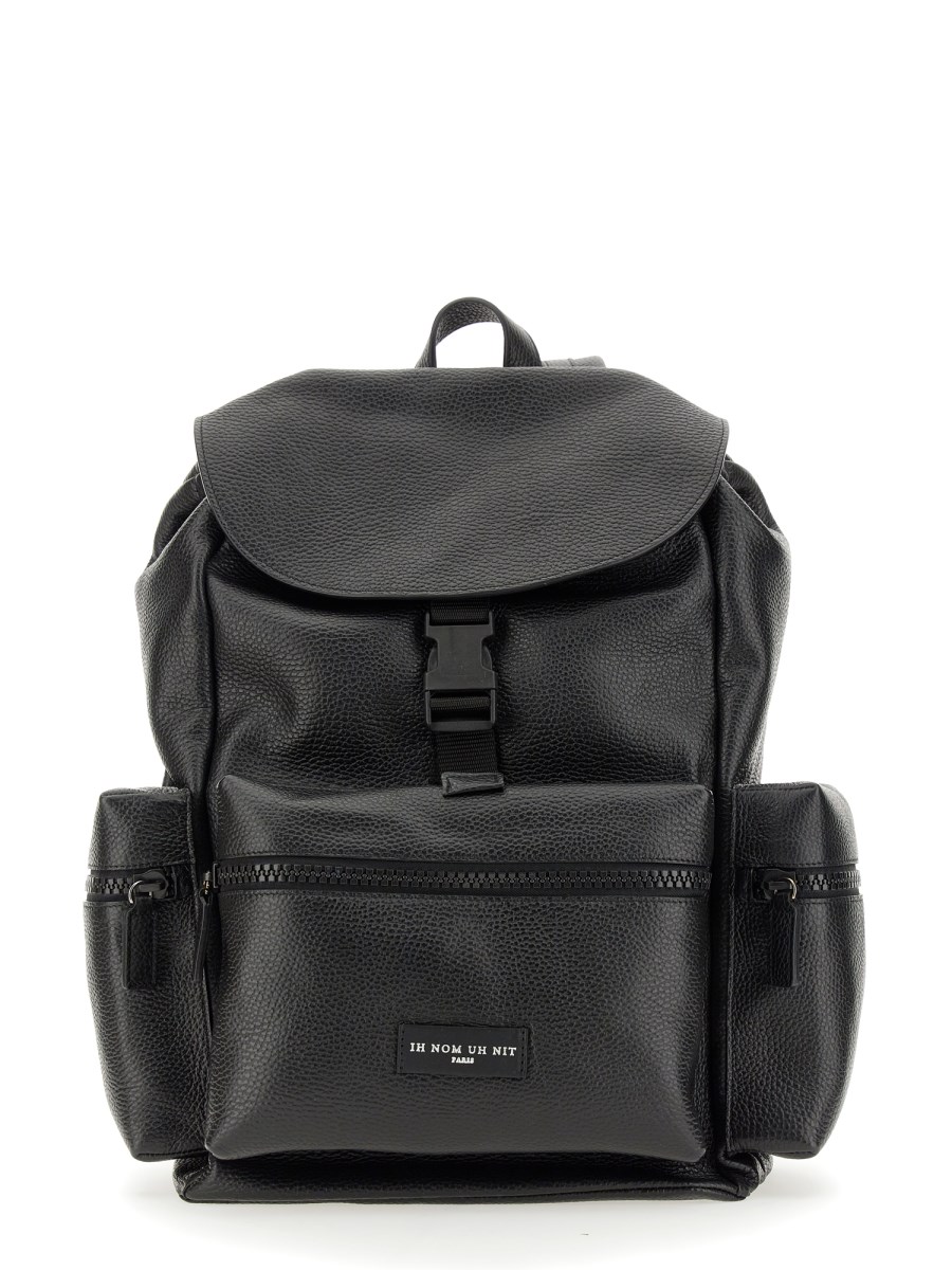 IH NOM UH NIT - LEATHER BACKPACK WITH LOGO PATCH - Eleonora Bonucci
