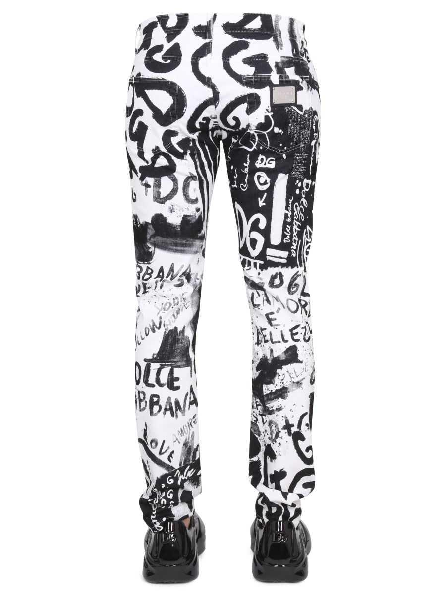 Dolce & Gabbana Graffiti Print Leggings - White Black