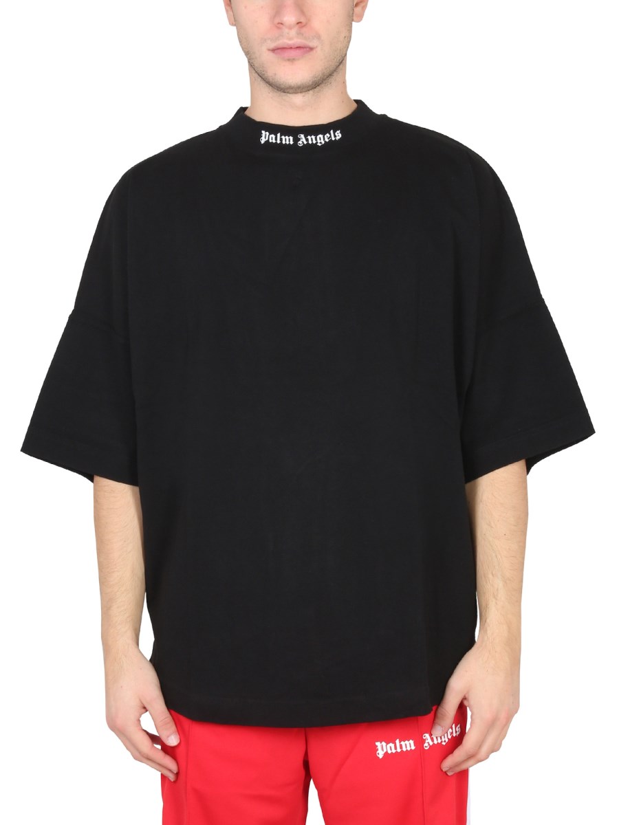 Logo oversized cotton jersey T-shirt in black - Palm Angels