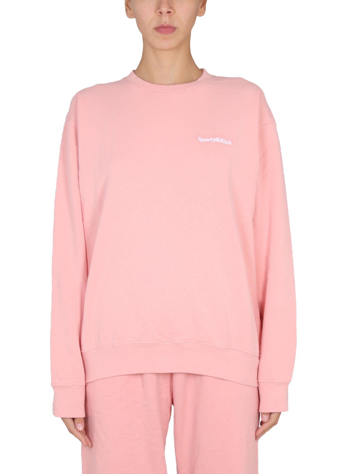 Sporty And Rich Embroidered-logo Sweatshirt In Pink