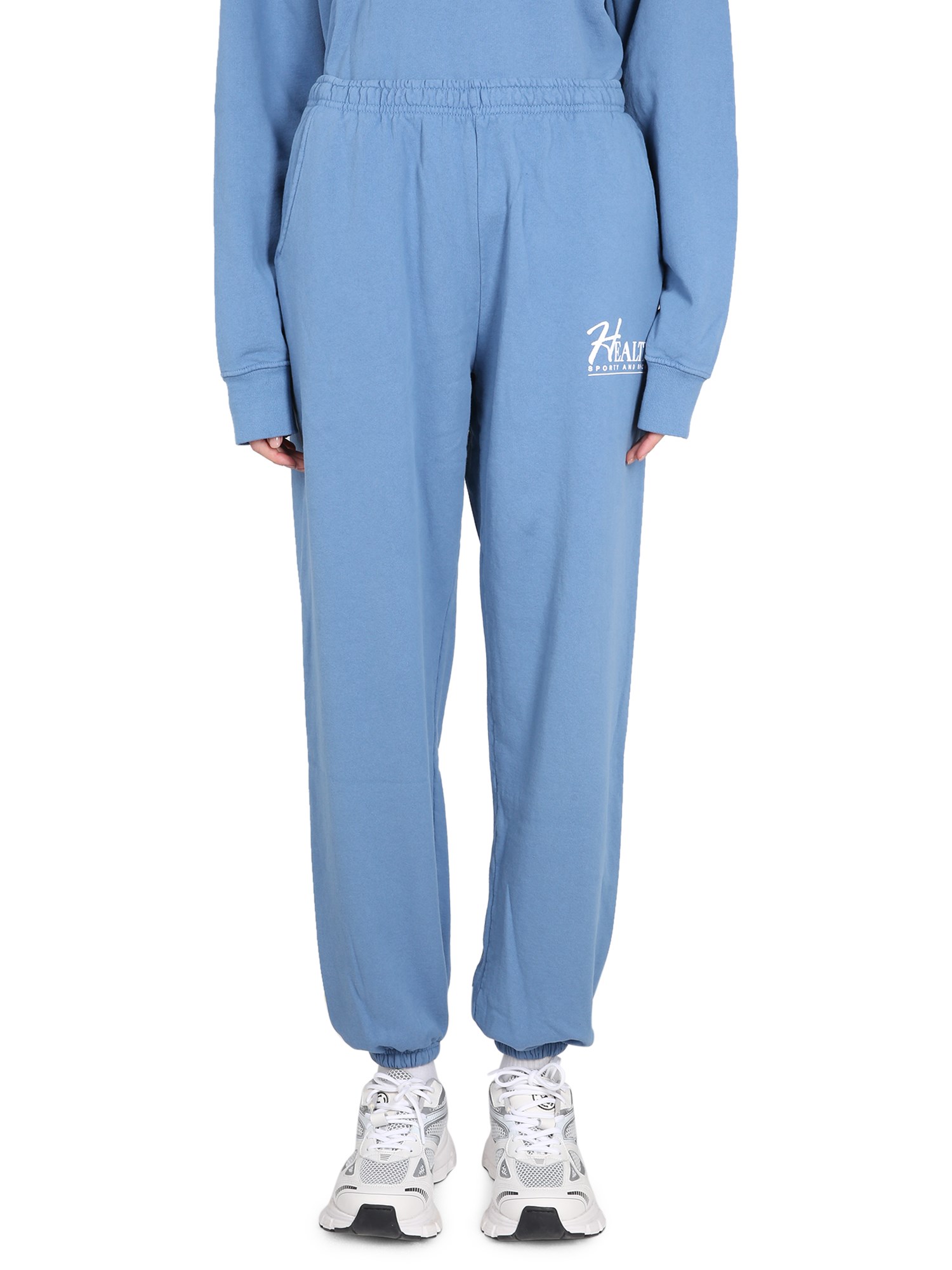 Sporty And Rich Logo-print Track Pants In Baby Blue