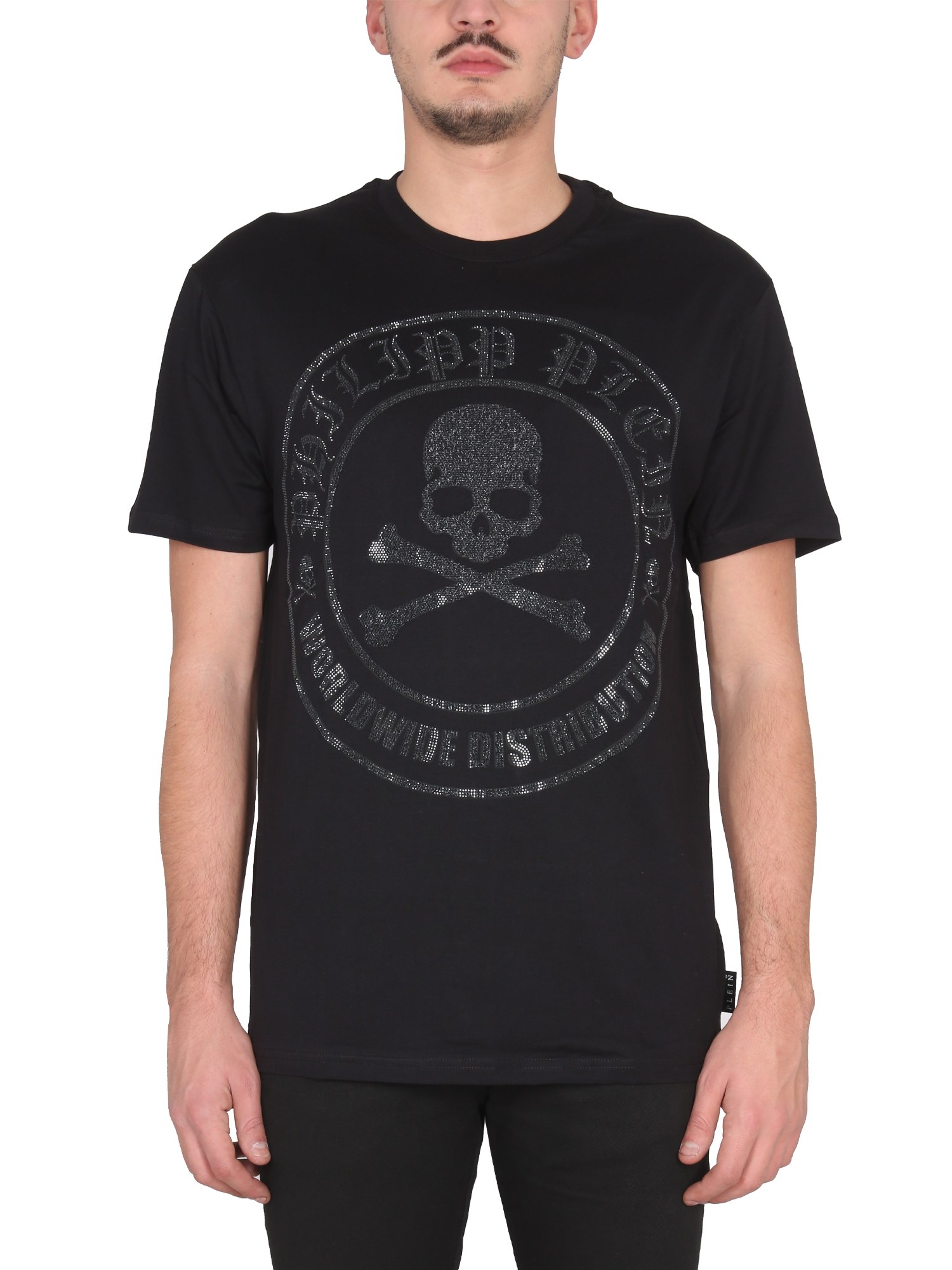 Philipp Plein Graphic Print Crewneck T-shirt In Black