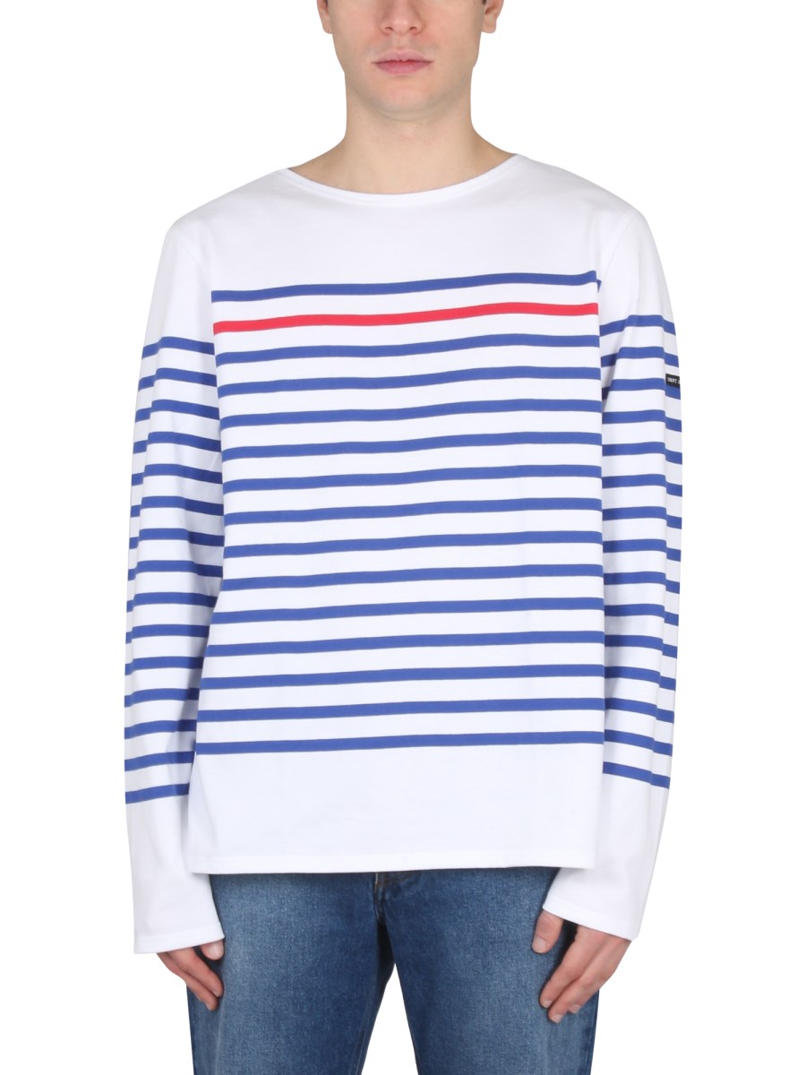 SAINT JAMES T-SHIRT NAVAL RAY ROUGE IN COTONE