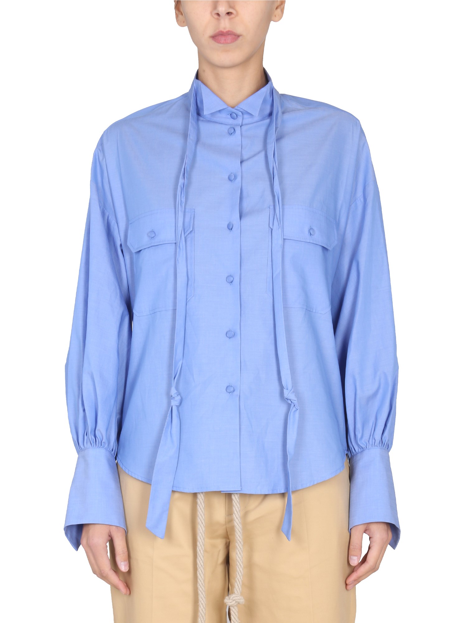 Shop Jejia Poplin Shirt In Azure