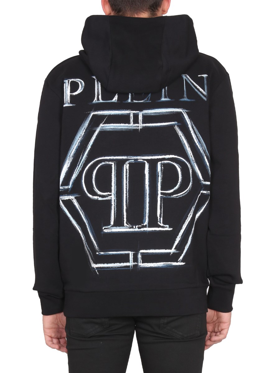 Philipp Plein logo-print cotton hoodie - Black