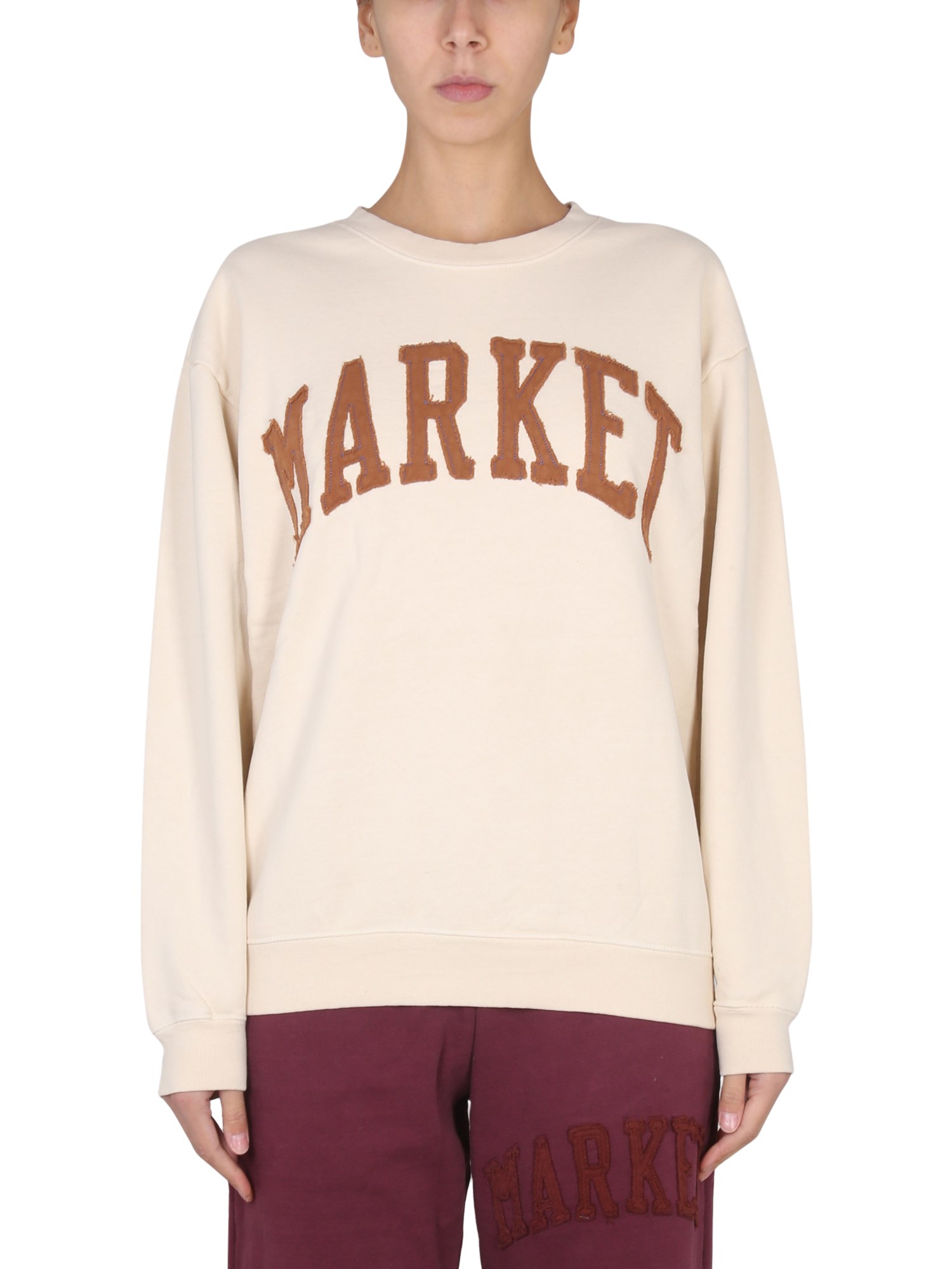 Market Embroidered-logo Sweatshirt In Beige