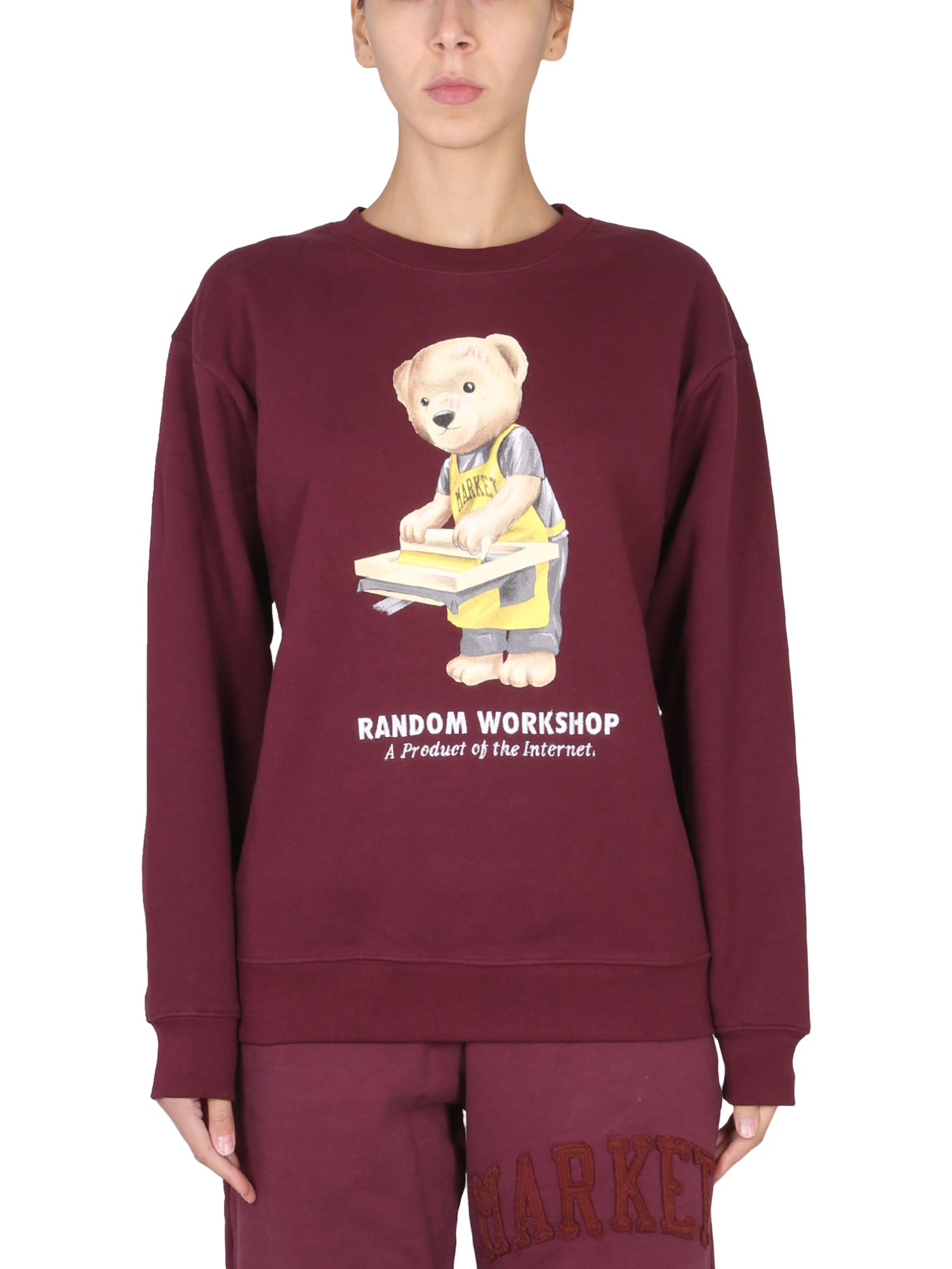 Shop Market Random Workshop Bear Sweatshirt In Bordeaux