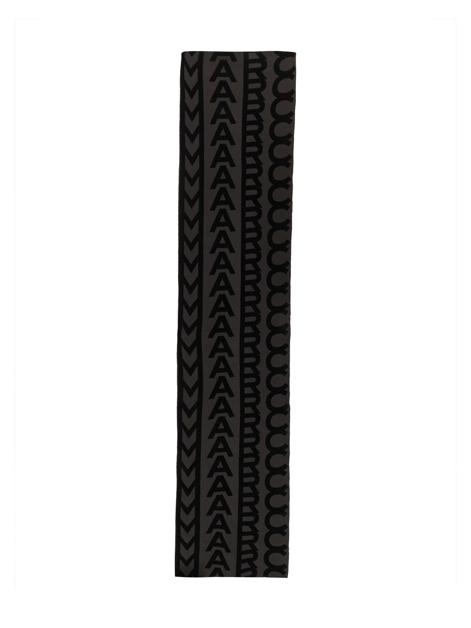 Marc Jacobs Wool Monogram-pattern Knit Scarf In Charcoal