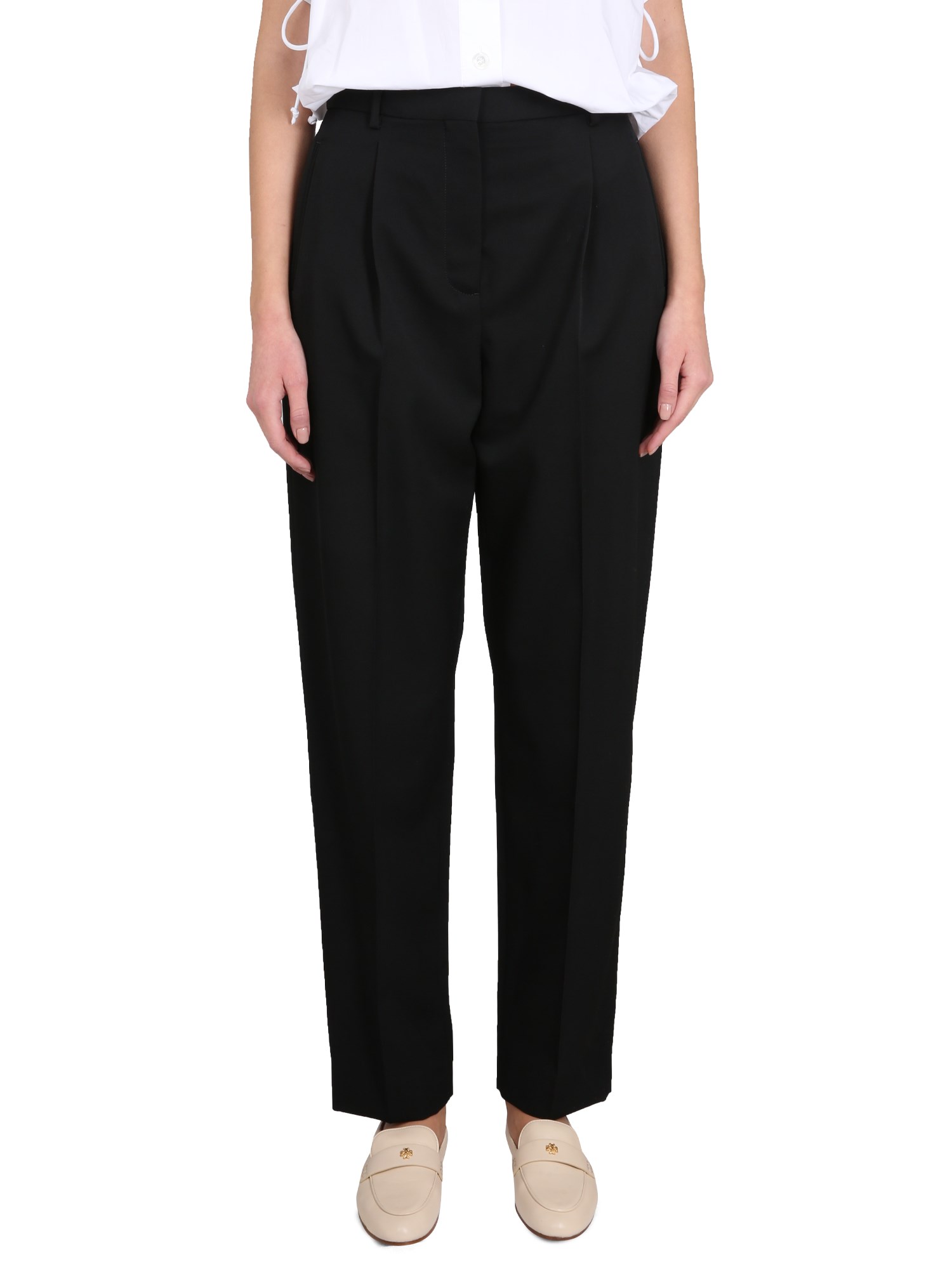 Shop Tory Burch Wool Pants In Black