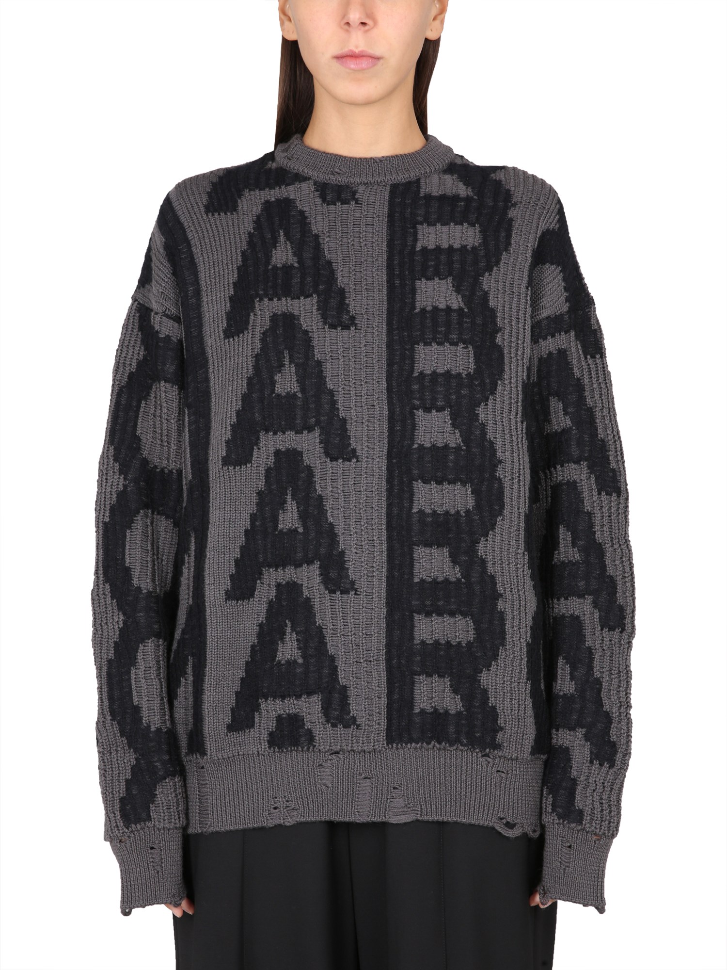 Marc Jacobs Oversized Distressed Sweater In Charcoal