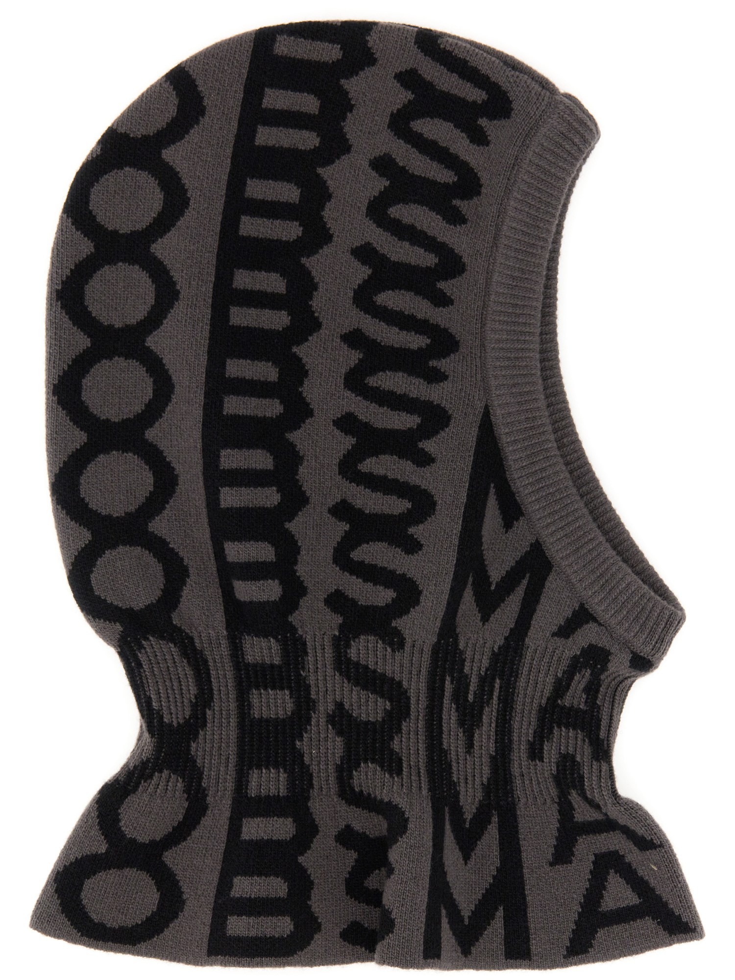 Marc Jacobs Monogram Knitted Hat Graphic Pattern In Charcoal