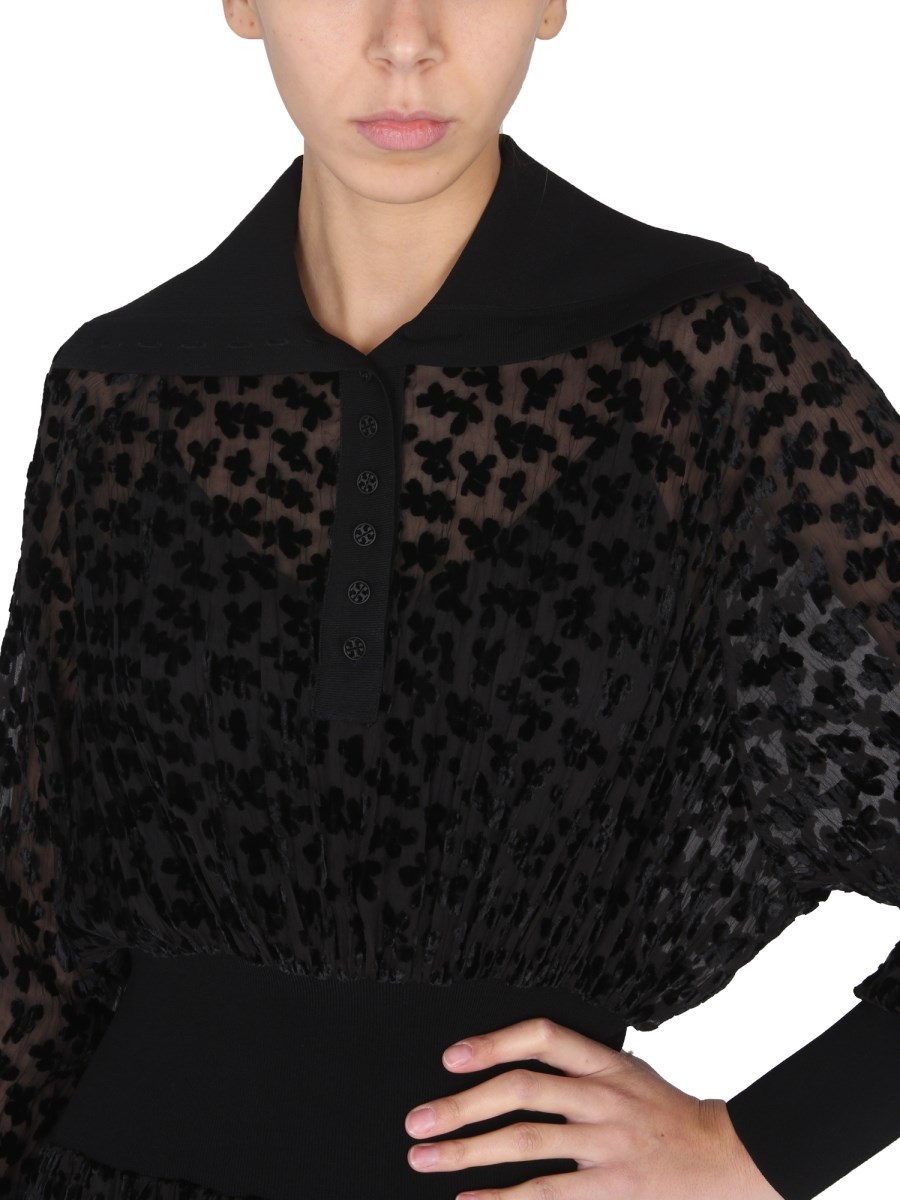 TORY BURCH - DEVORÉ VELVET DRESS - Eleonora Bonucci