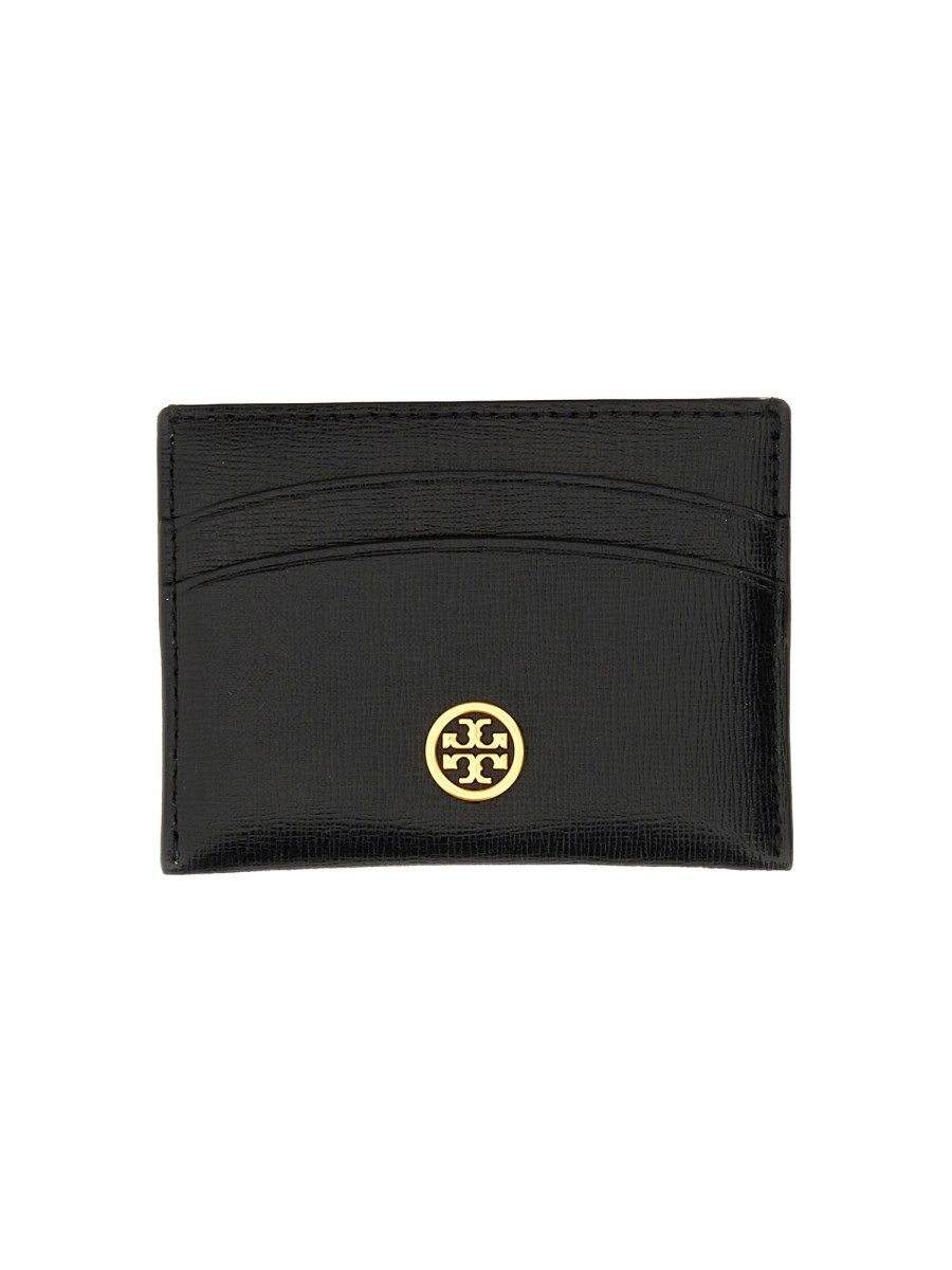 TORY BURCH ROBINSON SAFFIANO LEATHER CARD HOLDER WITH LOGO Eleonora