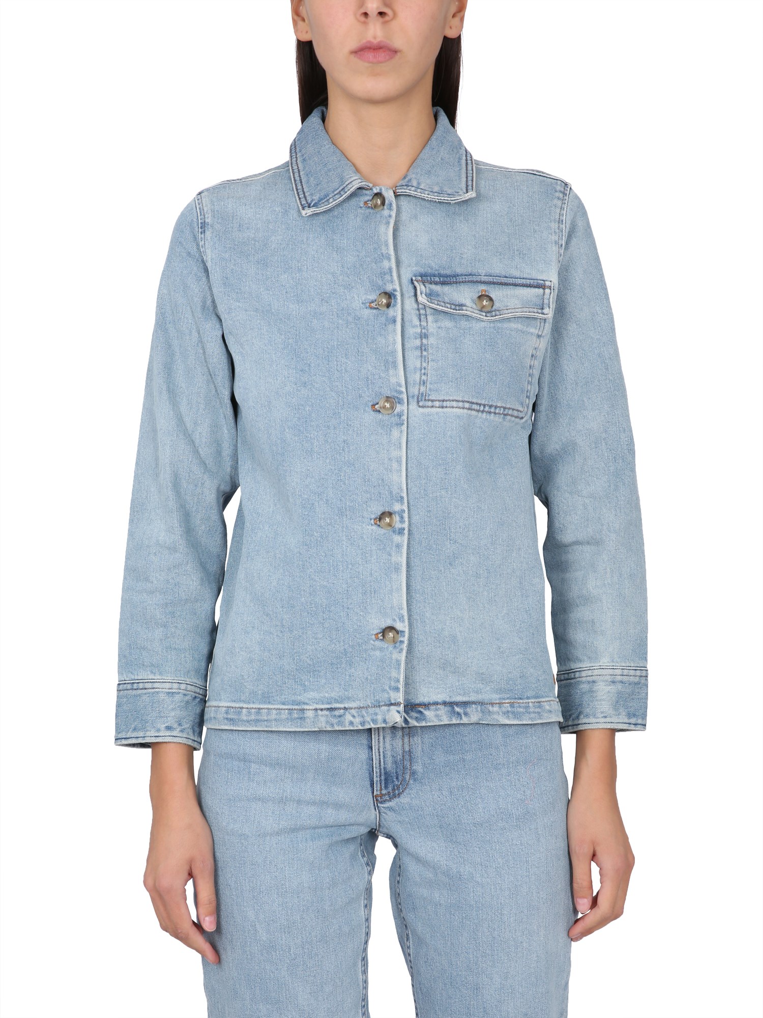 Shop Apc Janice Shirt In Denim