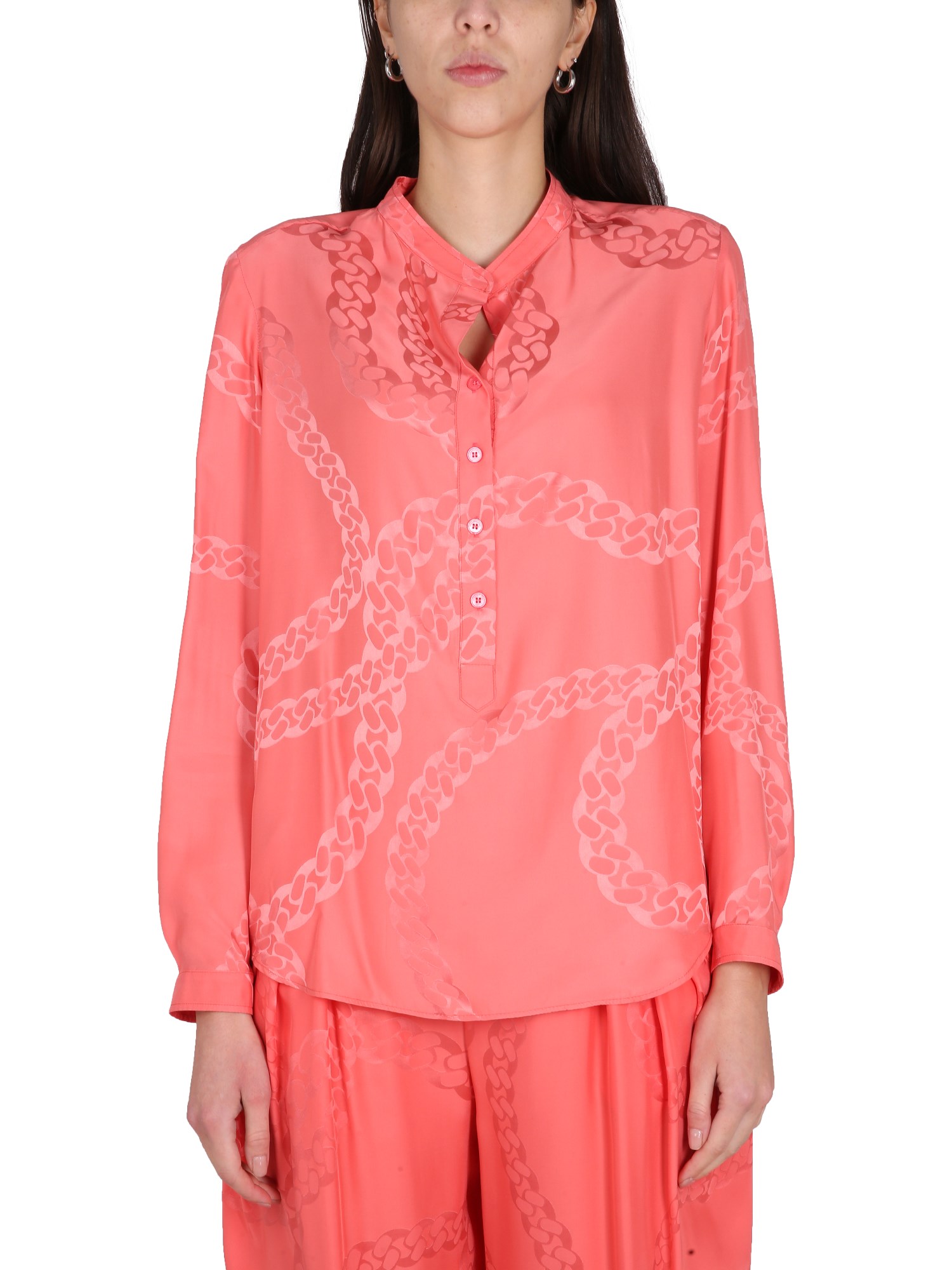 Shop Stella Mccartney Silk Blend Shirt In Pink