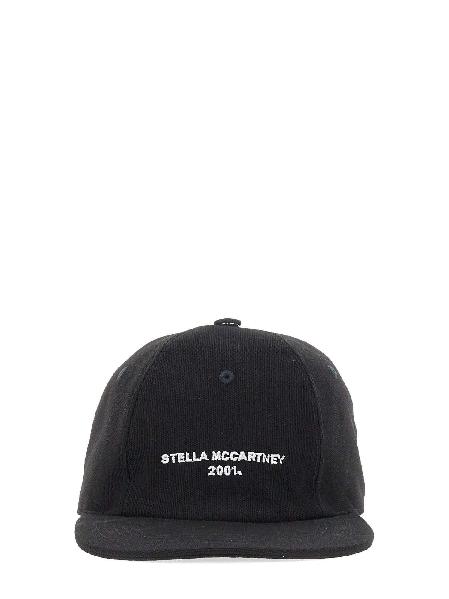 Stella Mccartney Black Embroidered Logo Baseball Cap