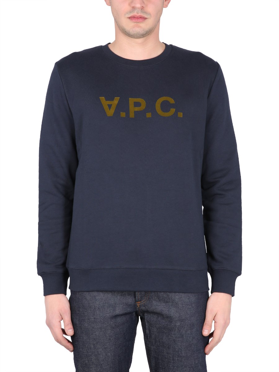 A.P.C. FELPA IN COTONE BIOLOGICO CON LOGO V.P.C