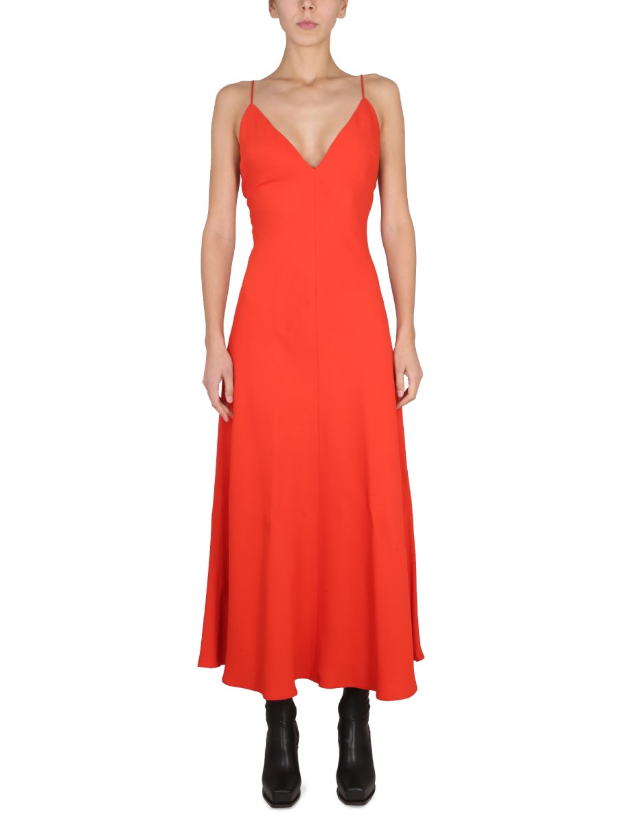 STELLA McCARTNEY ABITO CON MAXI SCOLLO A V IN CREPE COMPATTA