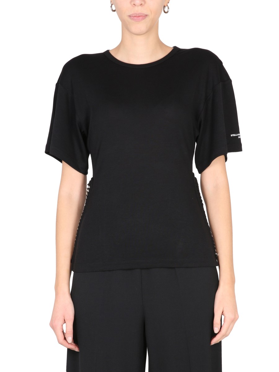 STELLA McCARTNEY T-SHIRT CON DETTAGLIO CHAIN IN MISTO COTONE