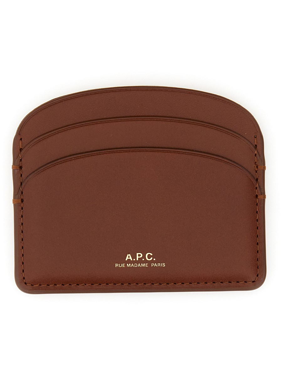 A.P.C. PORTACARTE DEMI LUNE IN PELLE SPAZZOLATA