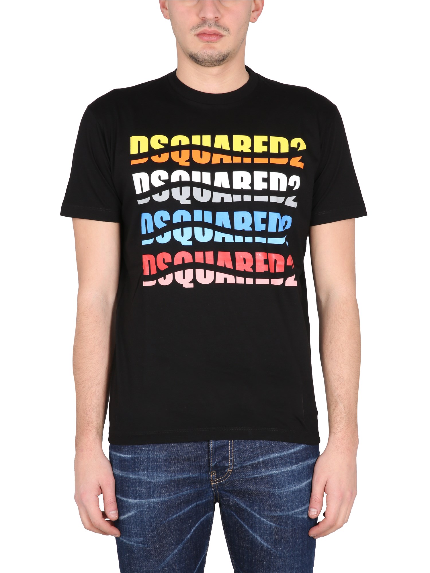 Shop Dsquared2 Color Wave T-shirt In Black