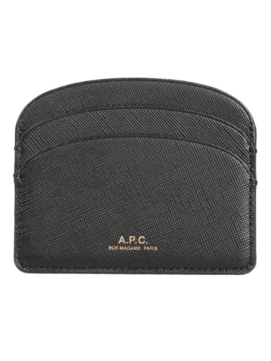 A.P.C. PORTACARTE DEMI-LUNE IN PELLE SAFFIANO