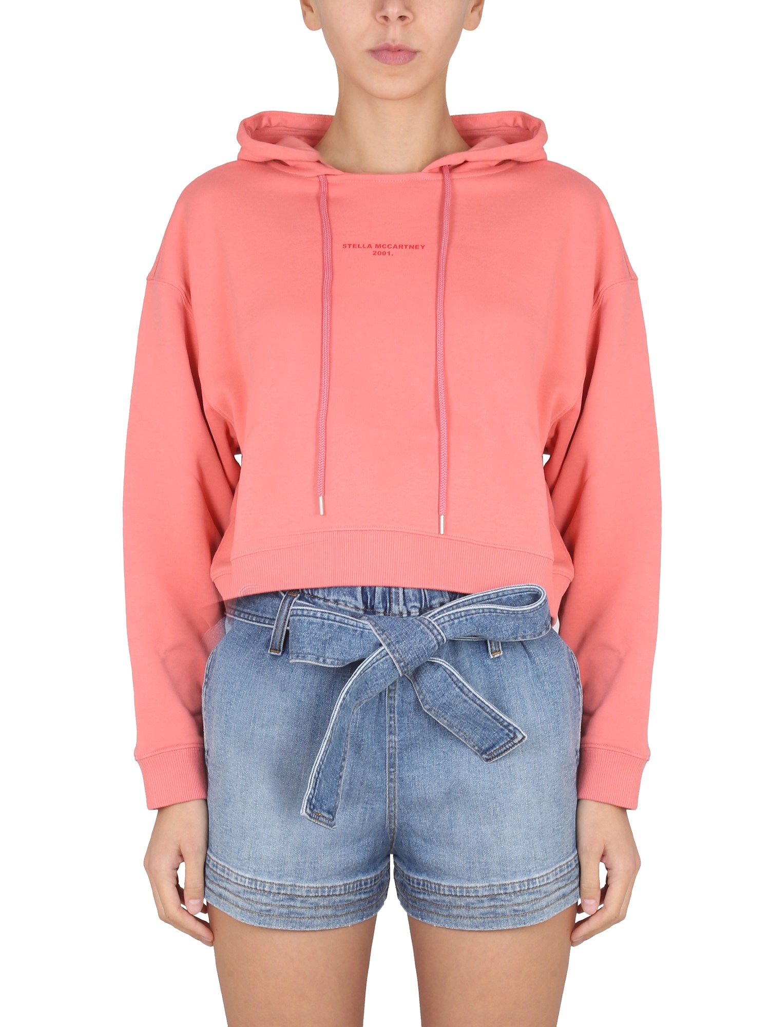 Shop Stella Mccartney Sweatshirt With Logo Embroidery In Pink