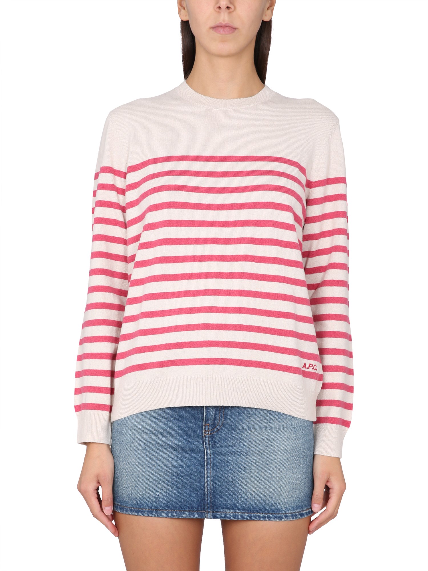 Shop Apc A. P.c. Jersey With Stripe Pattern In White