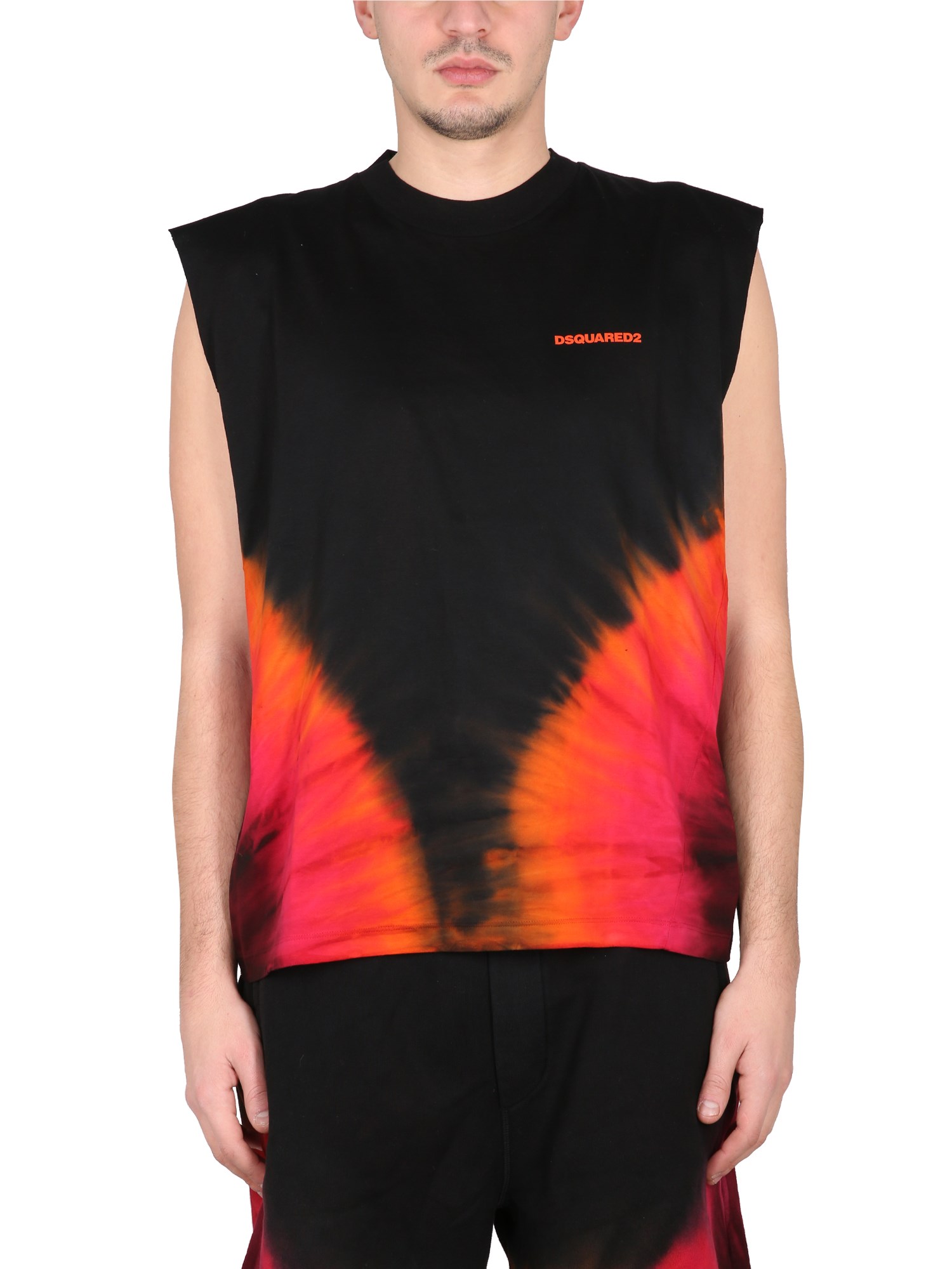 Shop Dsquared2 Flame Iron Tank T-shirt In Multicolour