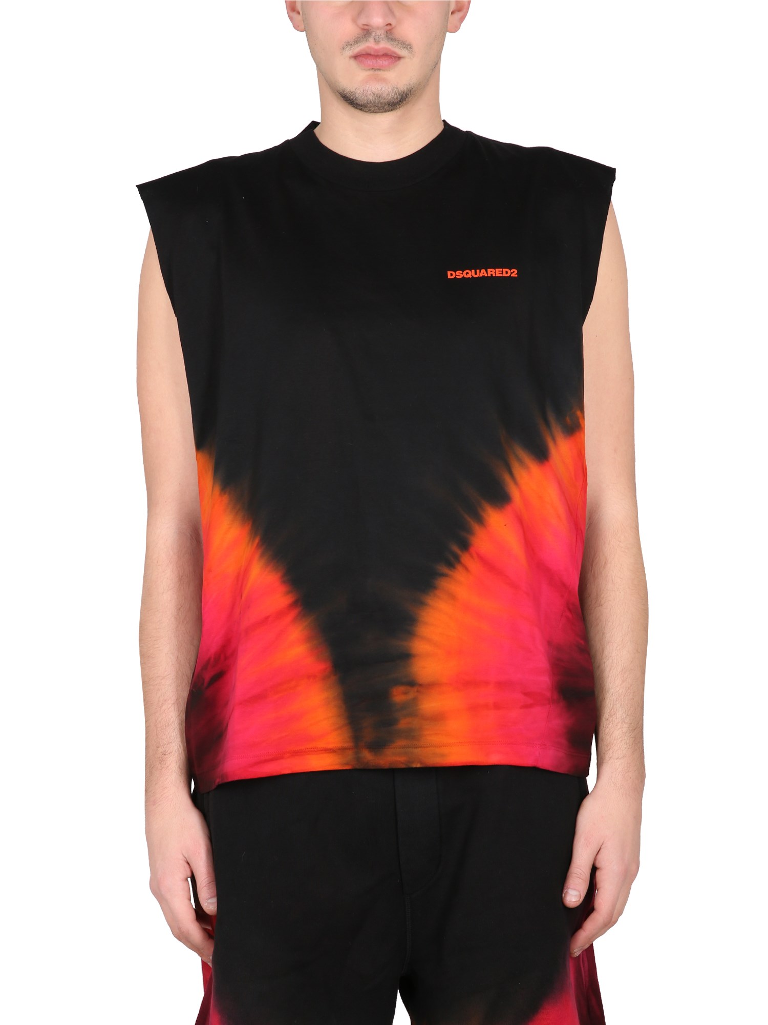 dsquared flame iron tank t-shirt