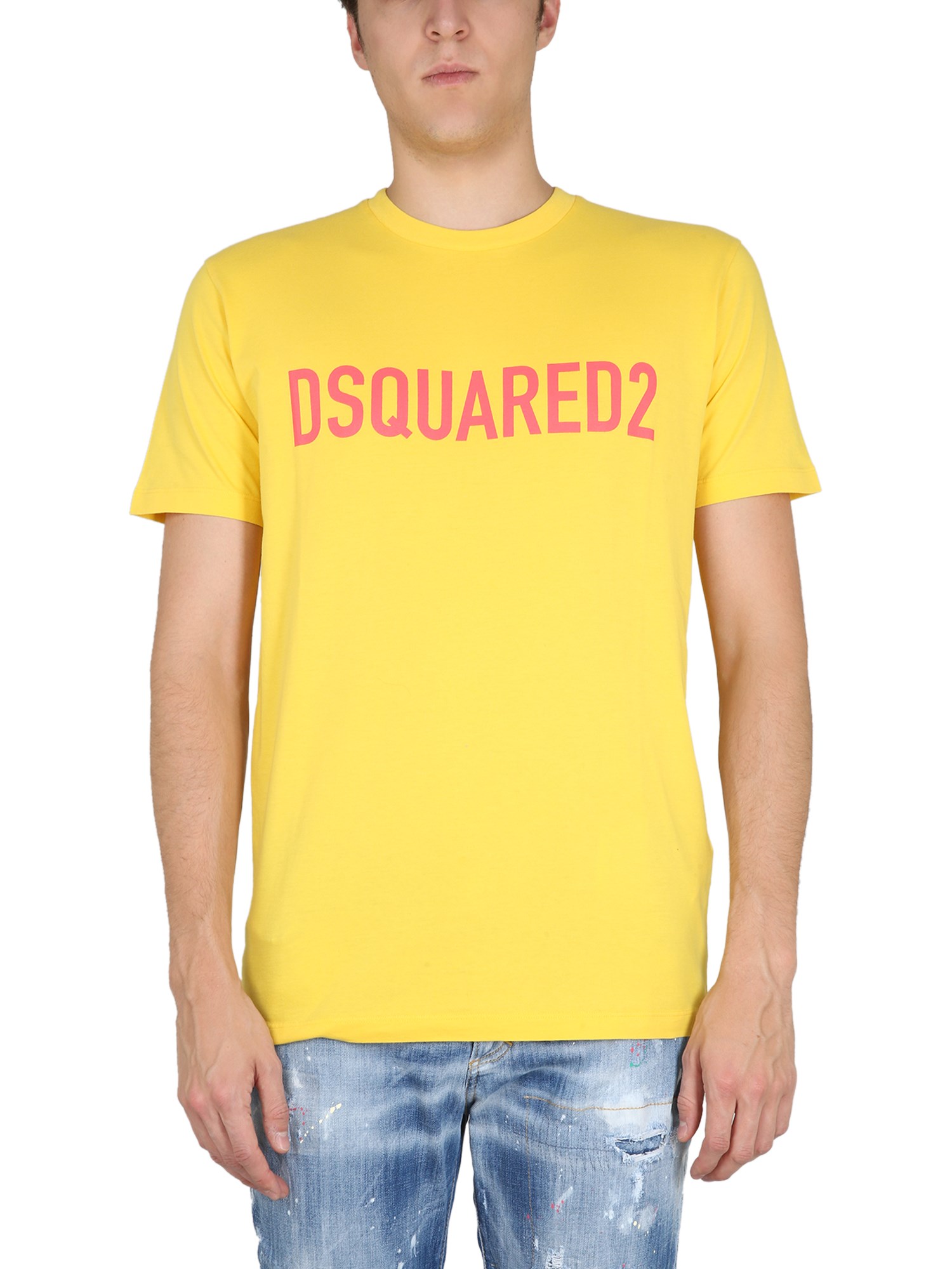 Dsquared2 Logo Print T-shirt In Yellow