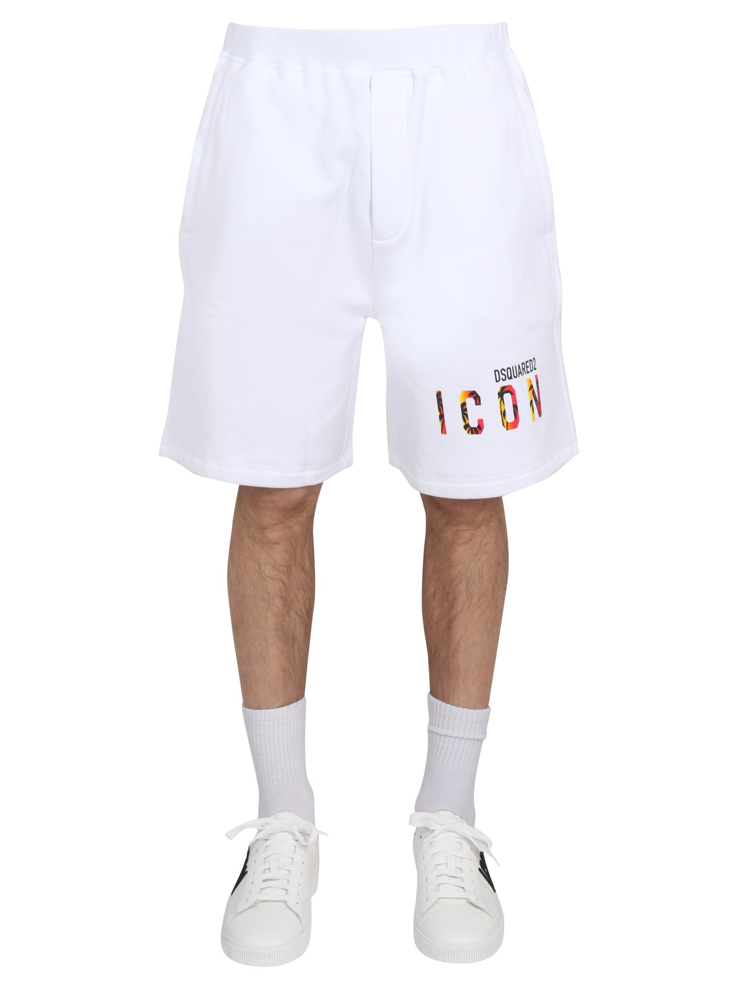 Dsquared2 Cotton Logo-print Shorts In White