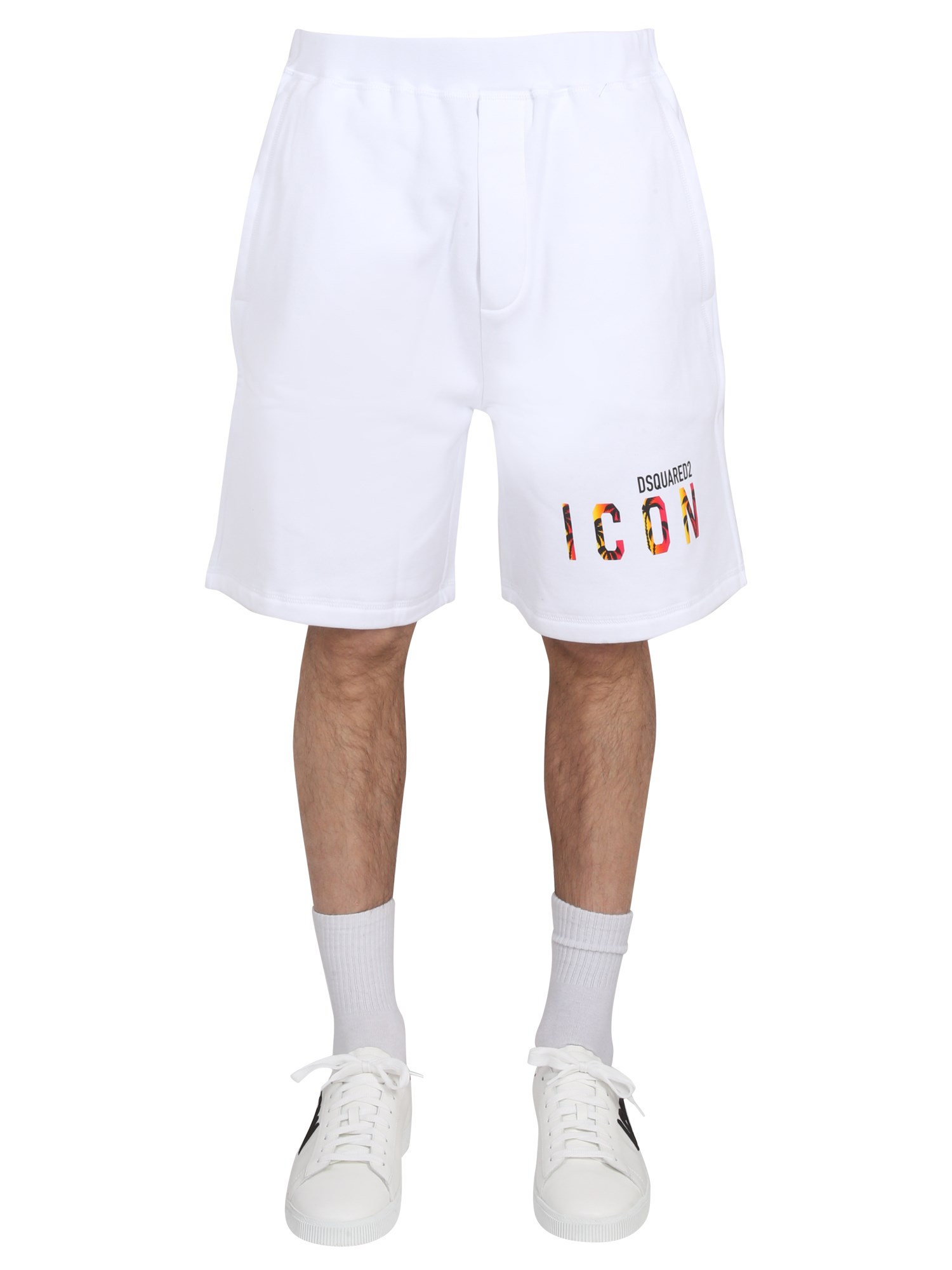 Shop Dsquared2 Logo Print Shorts In White