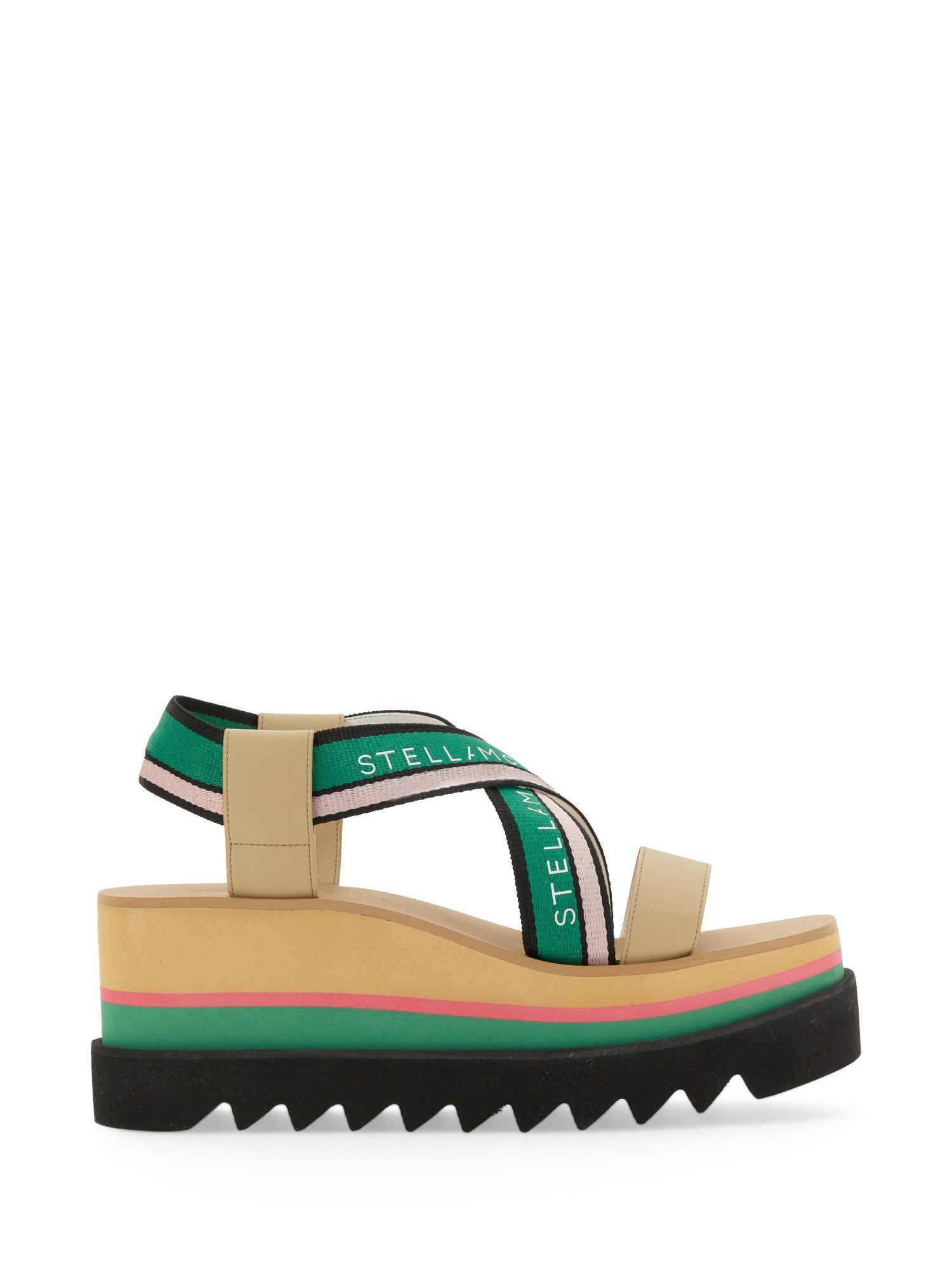 Stella Mccartney Sneak-elyse Striped Platform Sandals In Multicolour